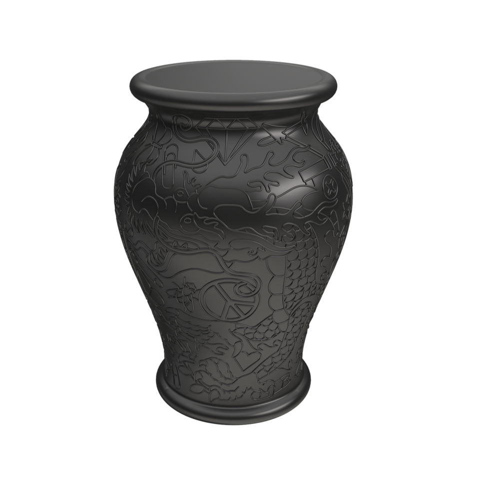 Ming is a designer vase object that can act as a stool or table. Mingg is the result of re -reading by the Job studio of a typical Chinese porcelain vase, an ancient symbol of oriental culture, usually decorated with images of dragons, animals and flowers.