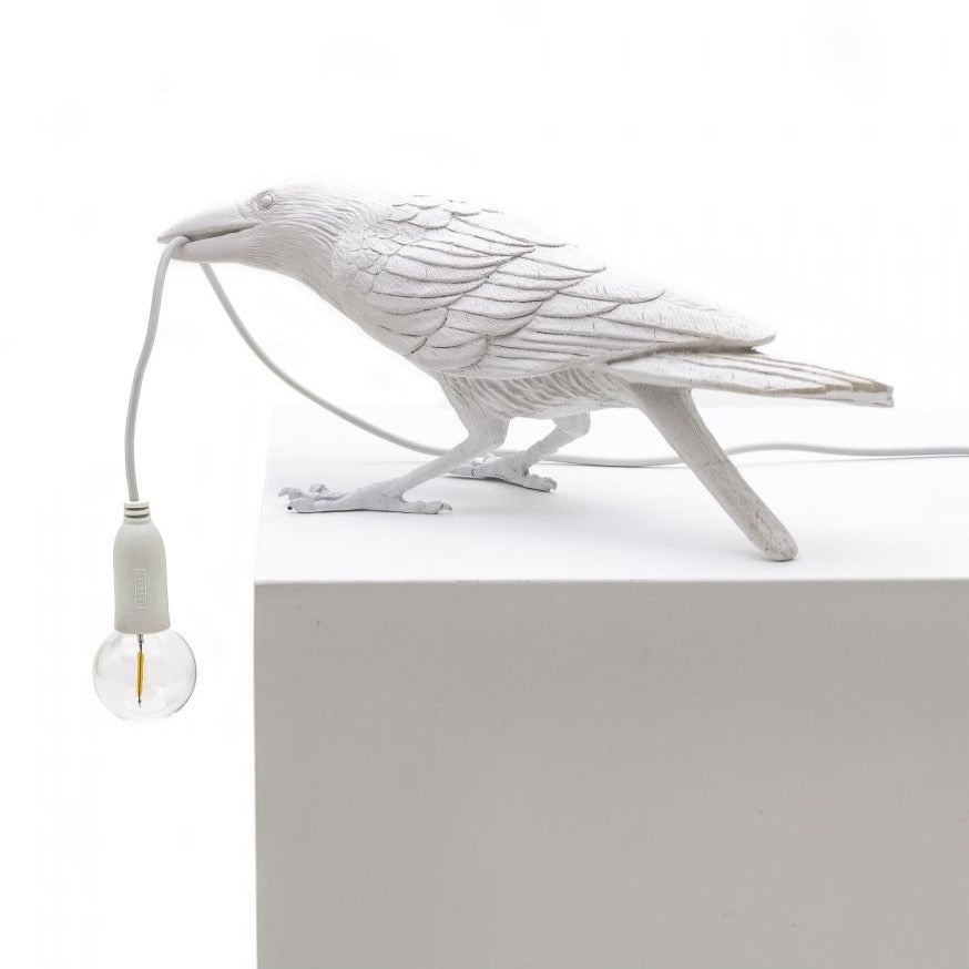 BIRD PLAYING outdoor lamp white