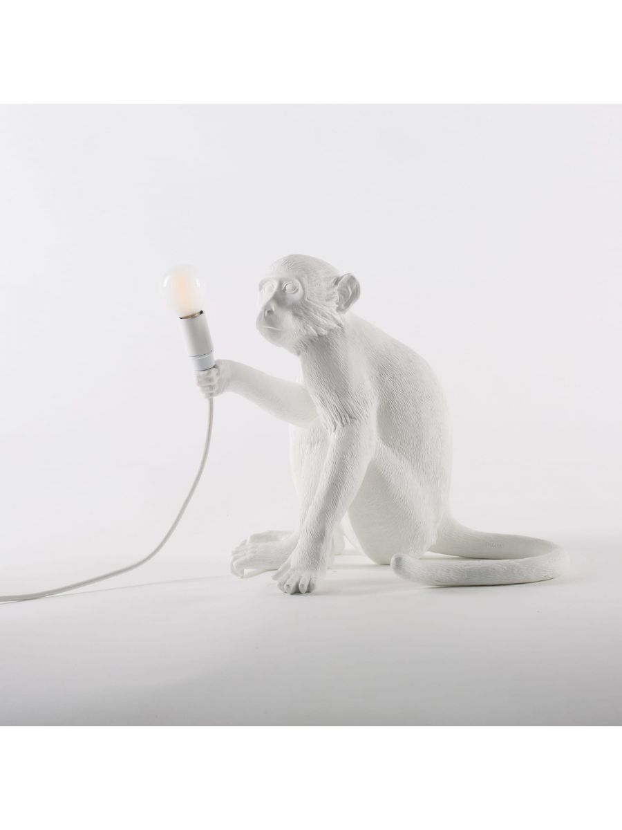 MONKEY SITTING lamp white