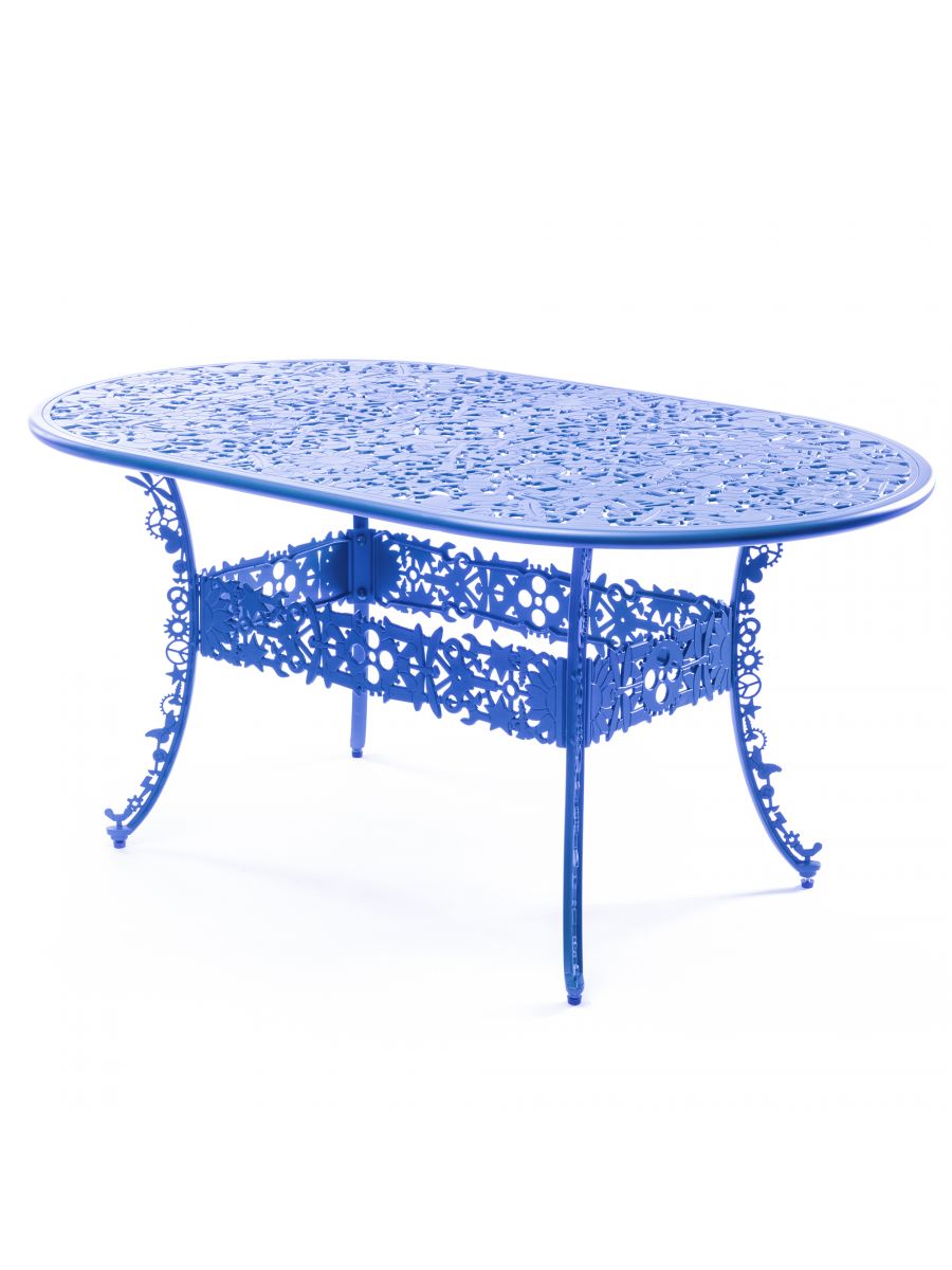 Oval garden table INDUSTRY blue