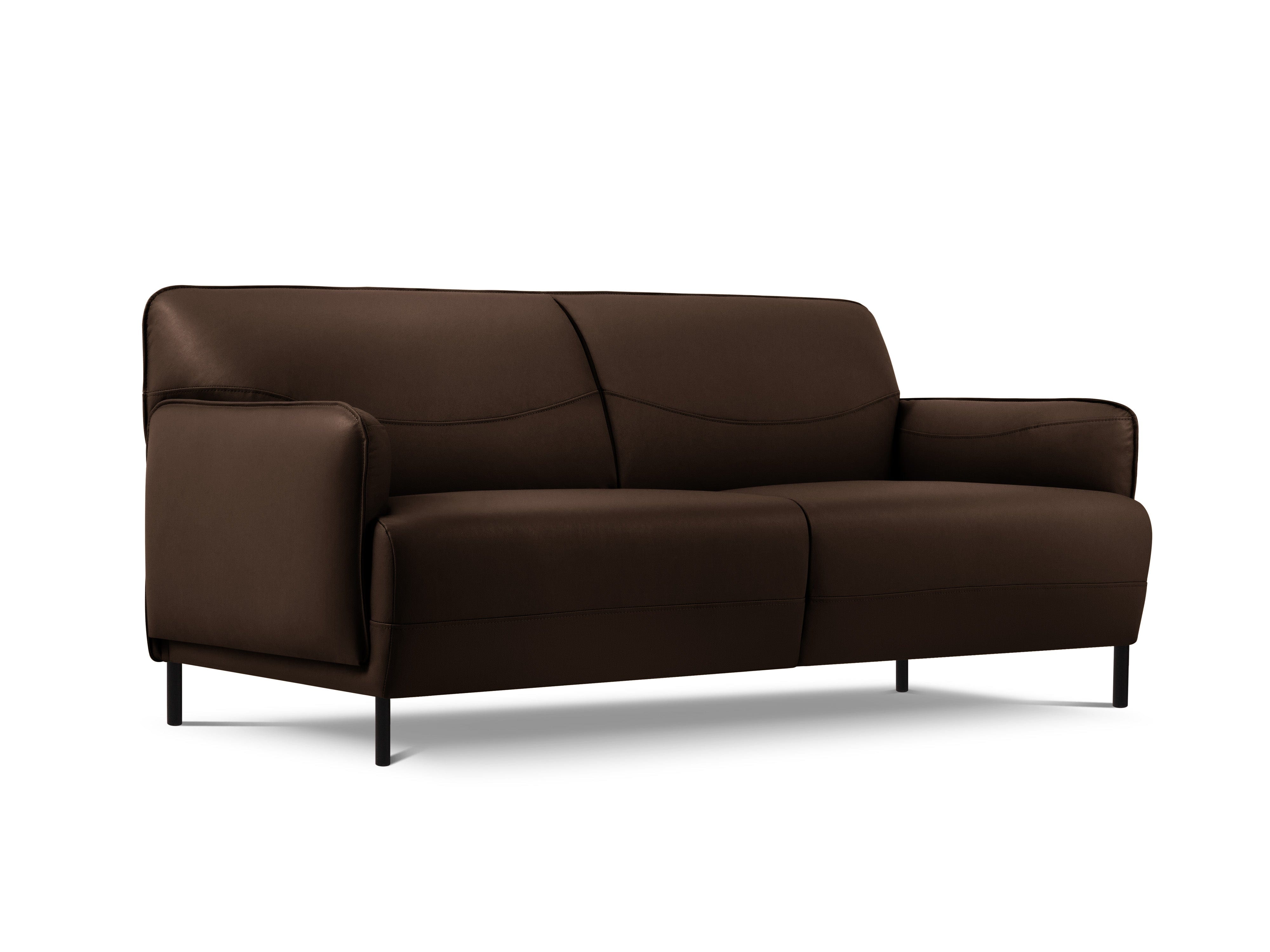 Genuine Leather Sofa, "Neso", 2 Seats, 175x90x76
 ,Brown,Black Metal, Windsor & Co, Eye on Design