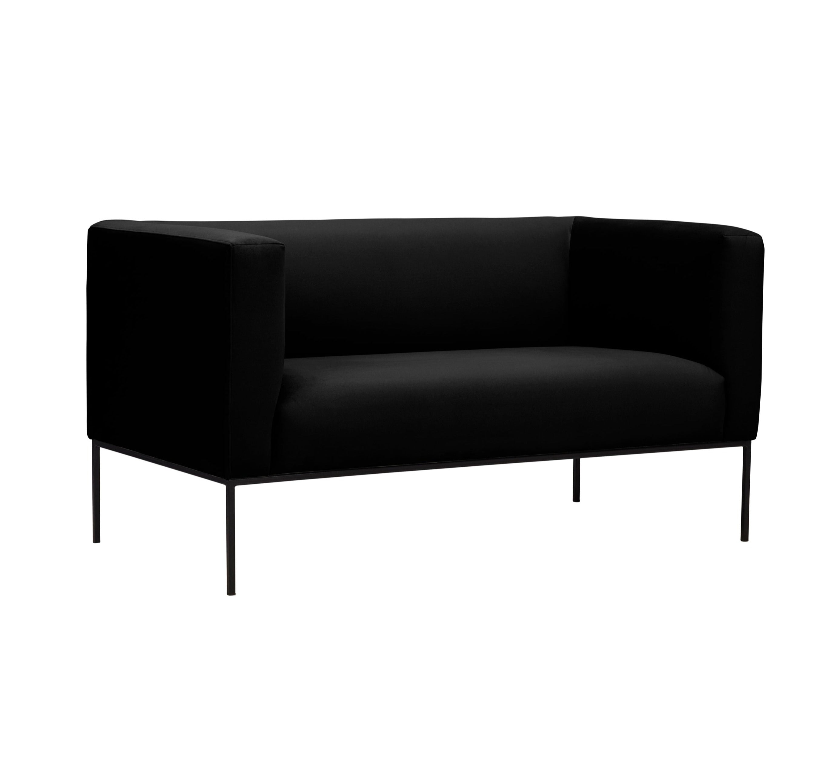 Velvet Sofa, "Neptune", 2 Seats, 145x79x76
 ,Black,Black Metal Frame, Windsor & Co, Eye on Design