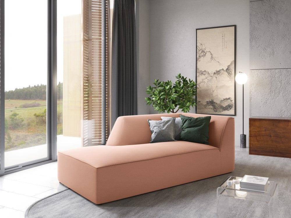 Szezlong aksamitny lewostronny RUBY łososiowy Micadoni    Eye on Design