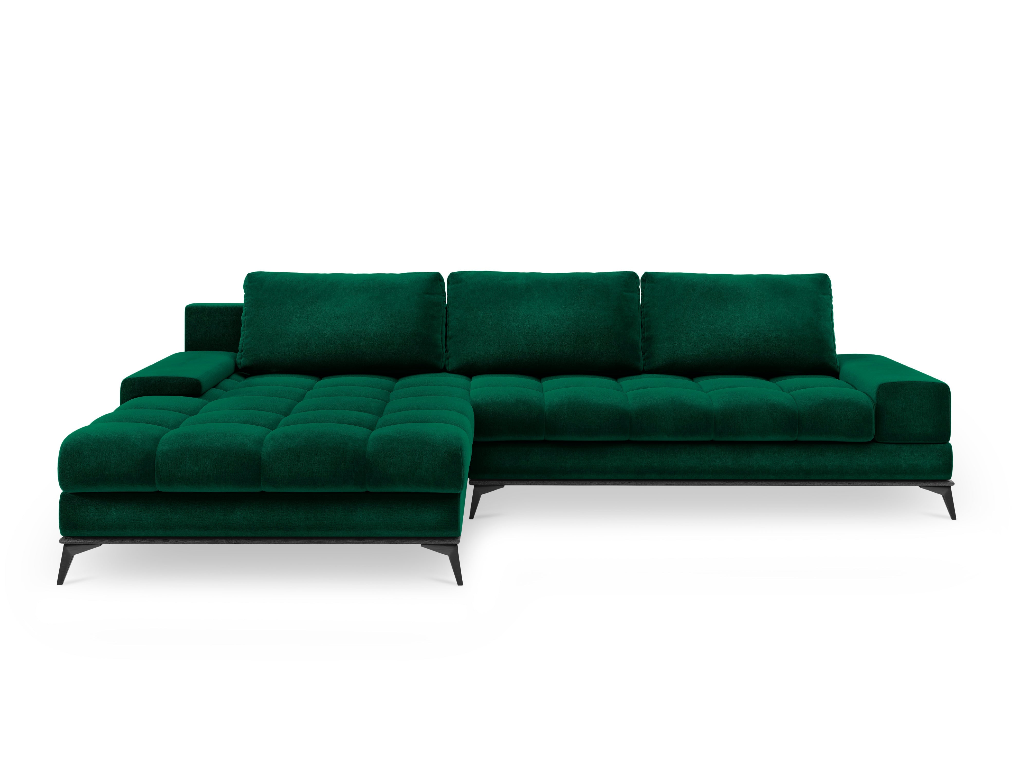 Left-hand velvet sofa with sleeping function DENEB bottle green, Windsor & Co, Eye on Design