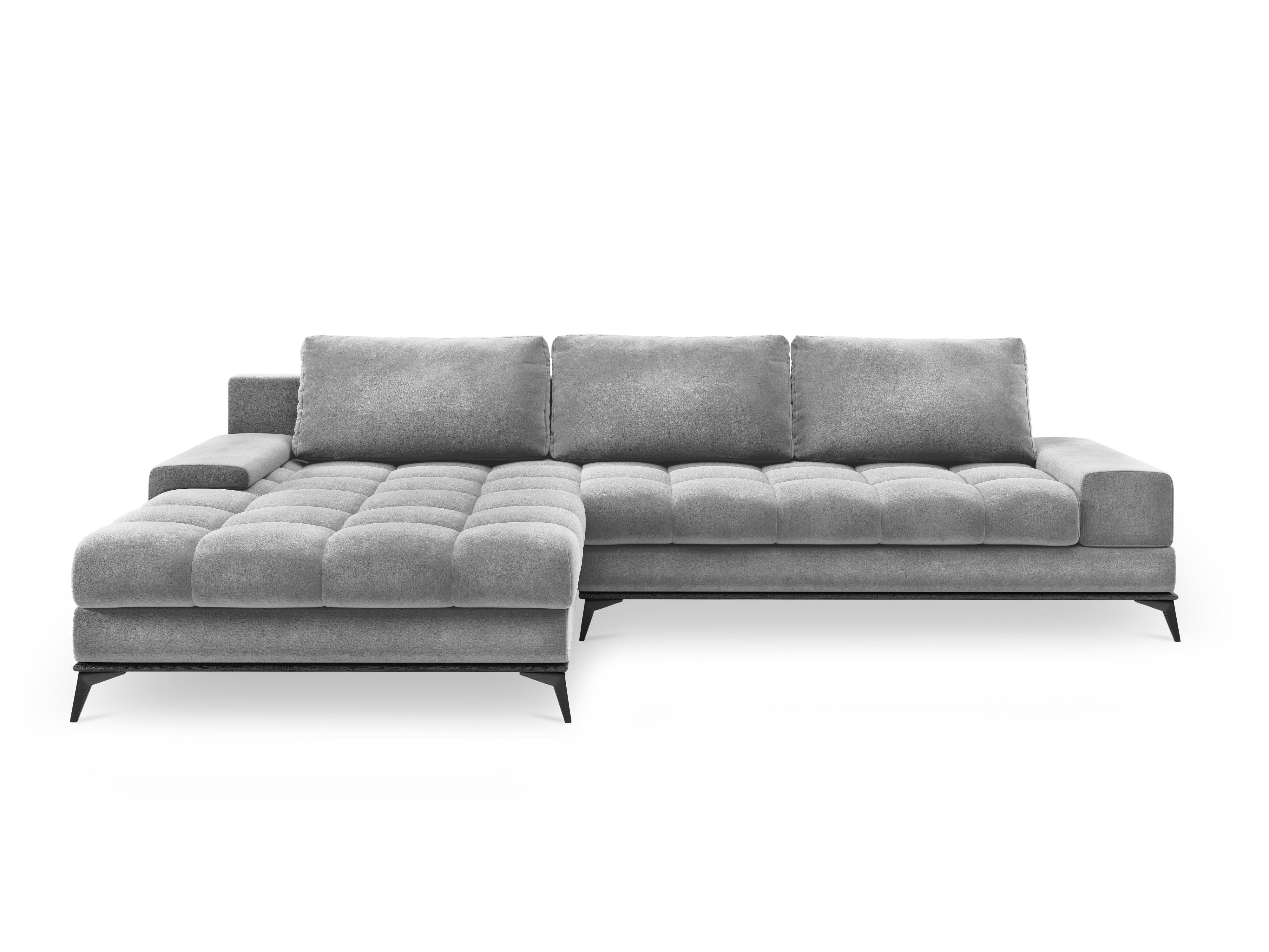 Left-hand velvet corner sofa with sleeping function DENEB light grey, Windsor & Co, Eye on Design