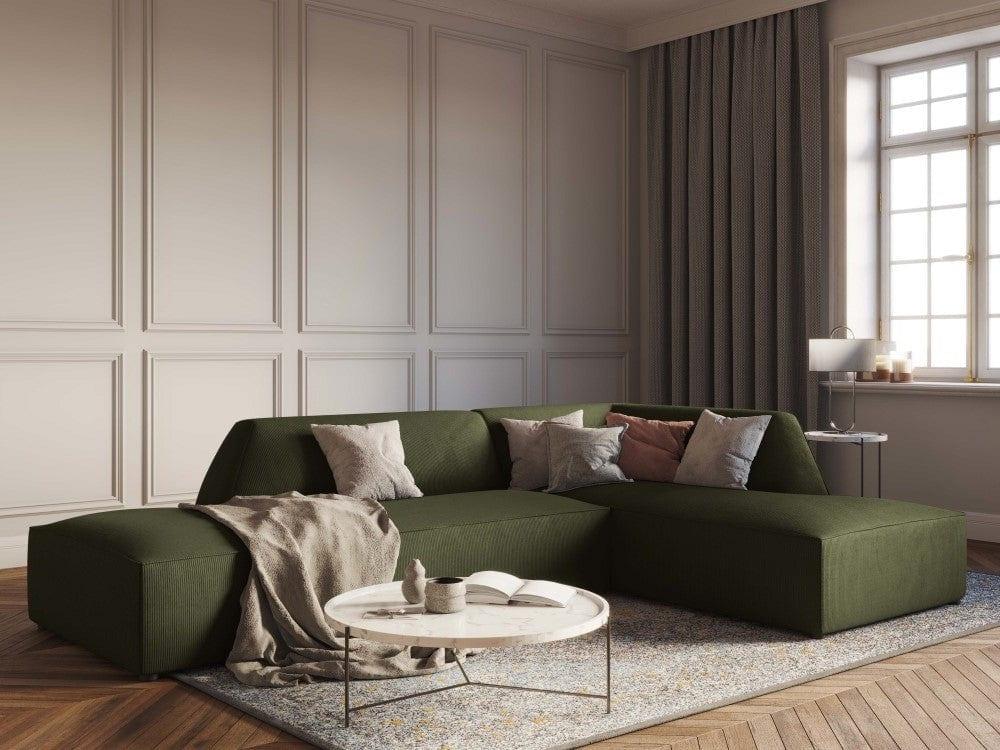 Sofa narożna sztruksowa prawostronny RUBY zielony Micadoni    Eye on Design