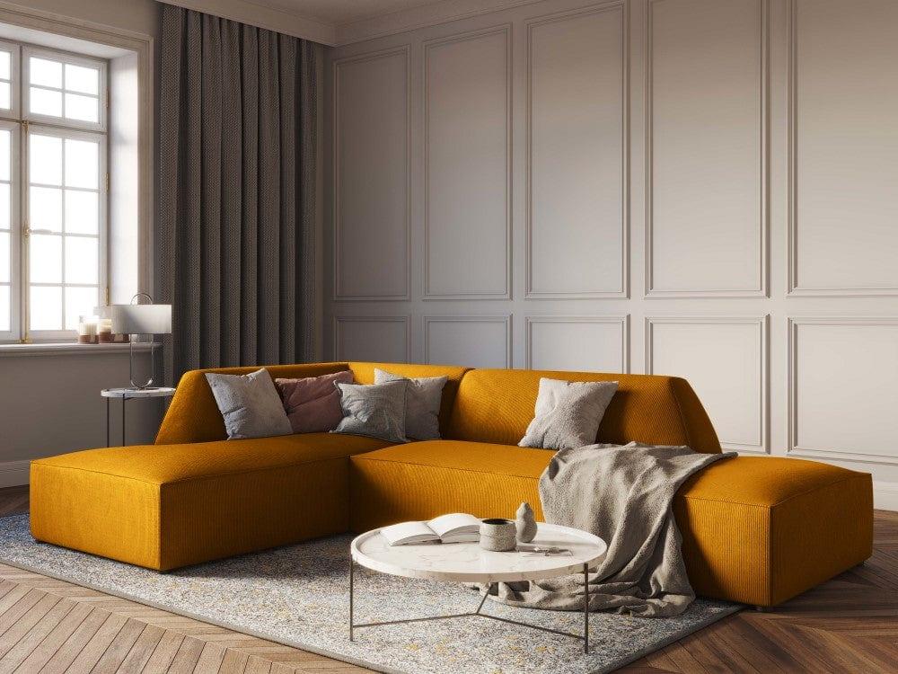 Sofa narożna sztruksowa lewostronna RUBY żółty Micadoni    Eye on Design