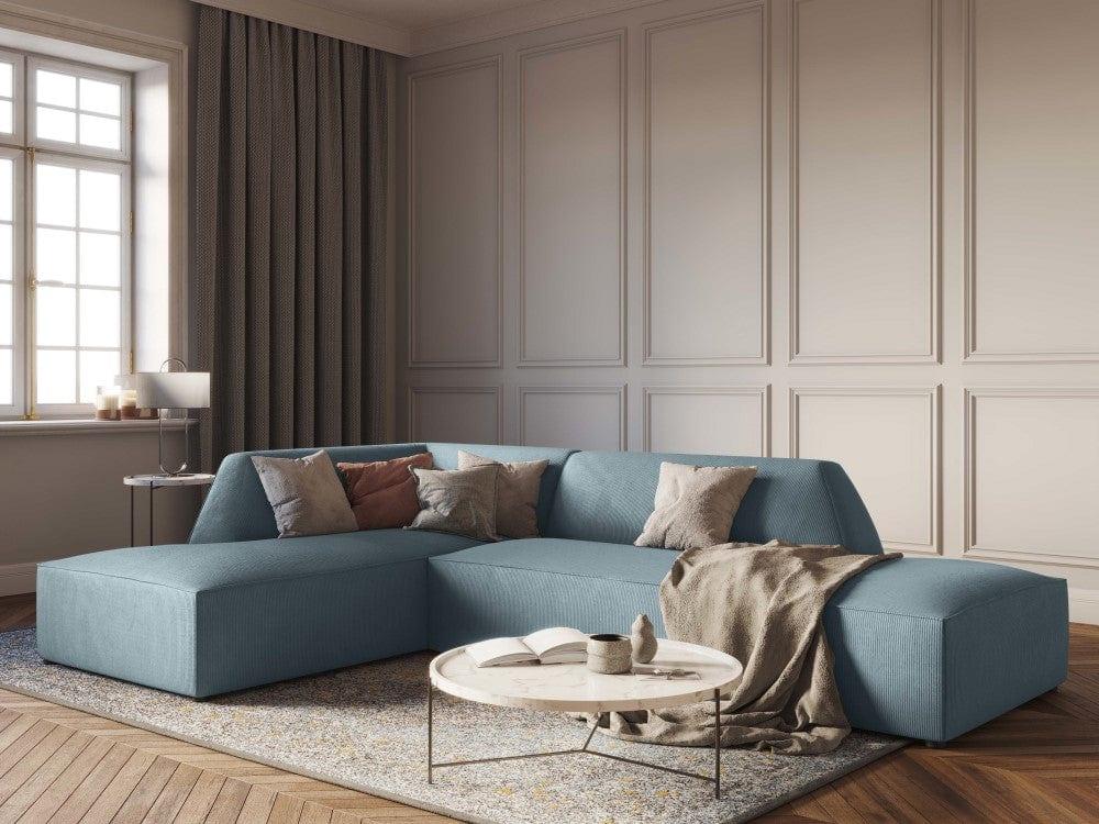 Sofa narożna sztruksowa lewostronna RUBY jasnoniebieski Micadoni    Eye on Design