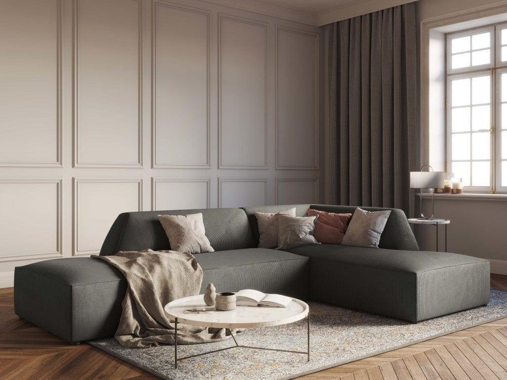 Sofa narożna sztruksowa prawostronny RUBY jasnoszary Micadoni    Eye on Design