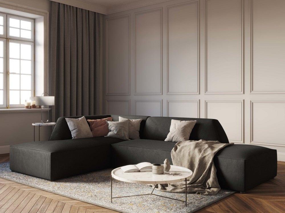 Sofa narożna sztruksowa lewostronna RUBY ciemnoszary Micadoni    Eye on Design