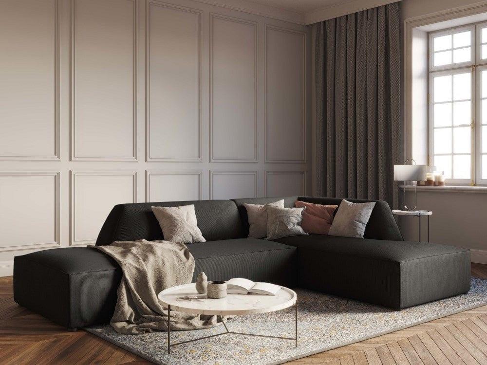 Sofa narożna sztruksowa prawostronny RUBY ciemnoszary Micadoni    Eye on Design