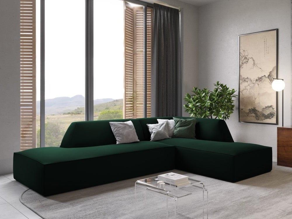 Sofa narożna aksamitna prawostronna RUBY butelkowa zieleń Micadoni    Eye on Design