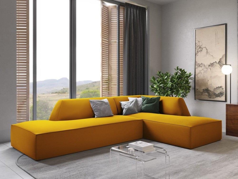 Sofa narożna aksamitna prawostronna RUBY żółty Micadoni    Eye on Design