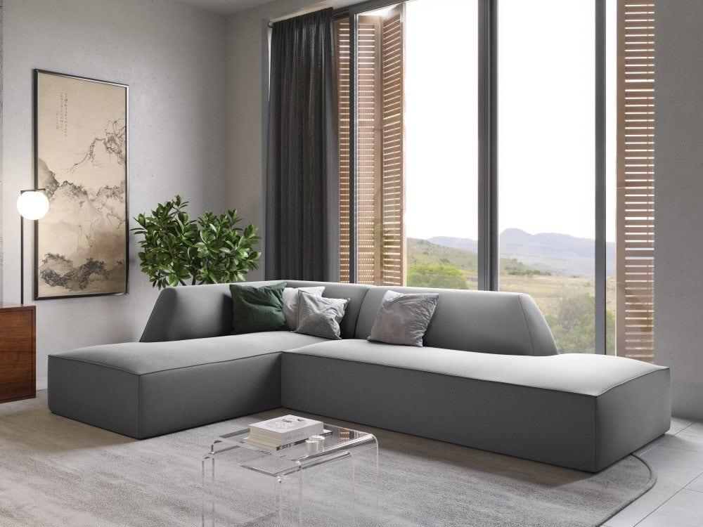 Sofa narożna aksamitna lewostronna RUBY jasnoszary Micadoni    Eye on Design