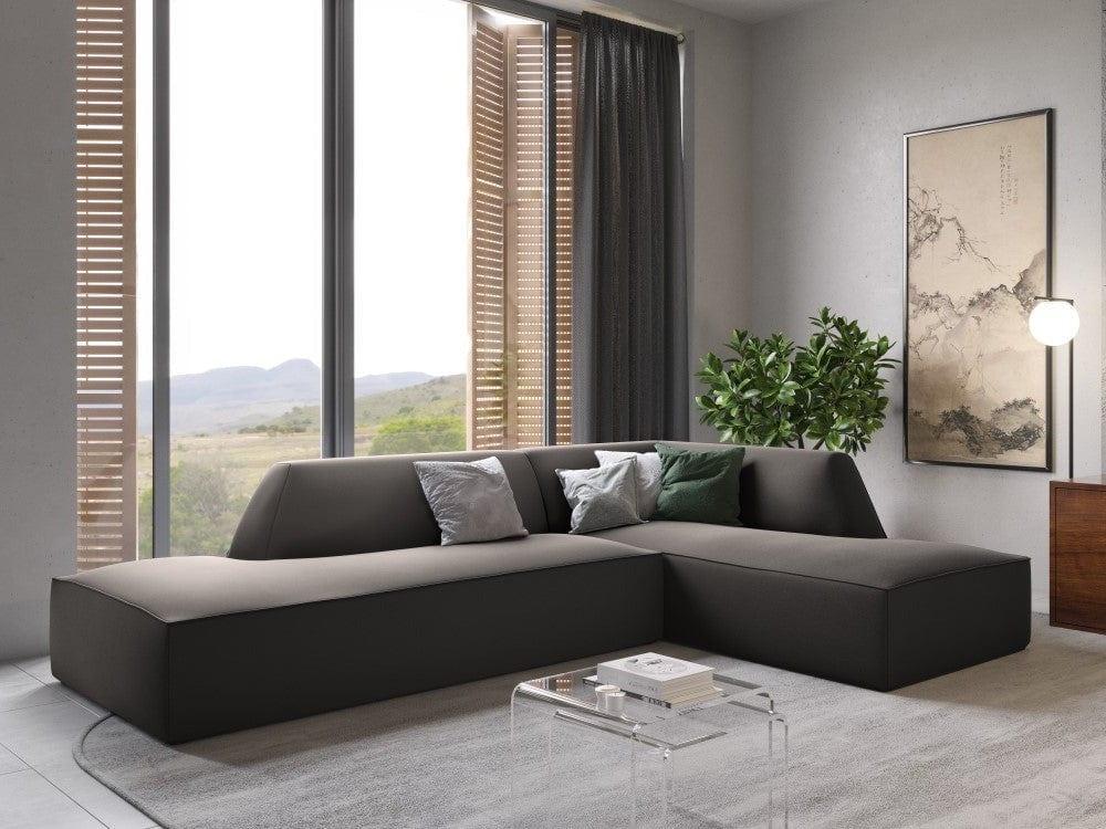 Sofa narożna aksamitna prawostronna RUBY ciemnoszary Micadoni    Eye on Design