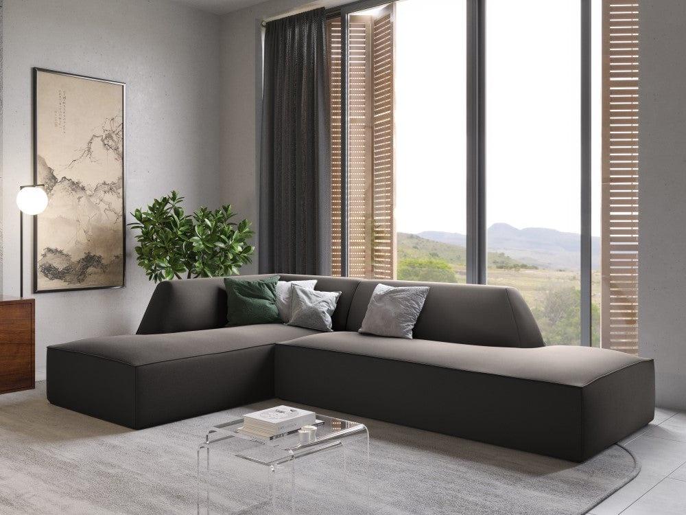 Sofa narożna aksamitna lewostronna RUBY ciemnoszary Micadoni    Eye on Design