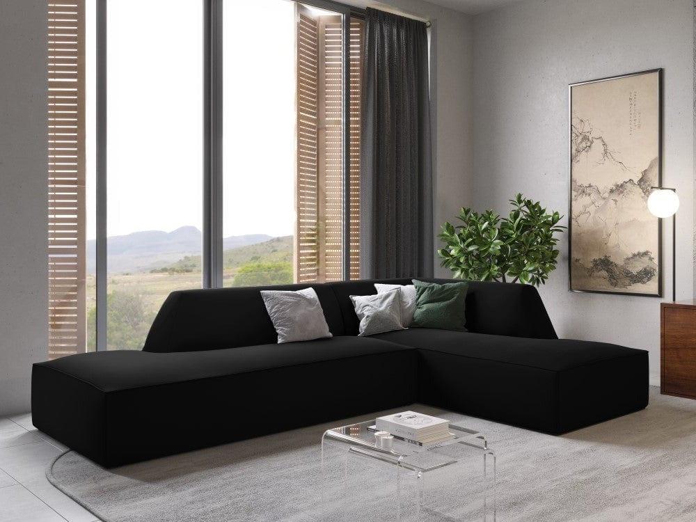 Sofa narożna aksamitna prawostronna RUBY czarny Micadoni    Eye on Design