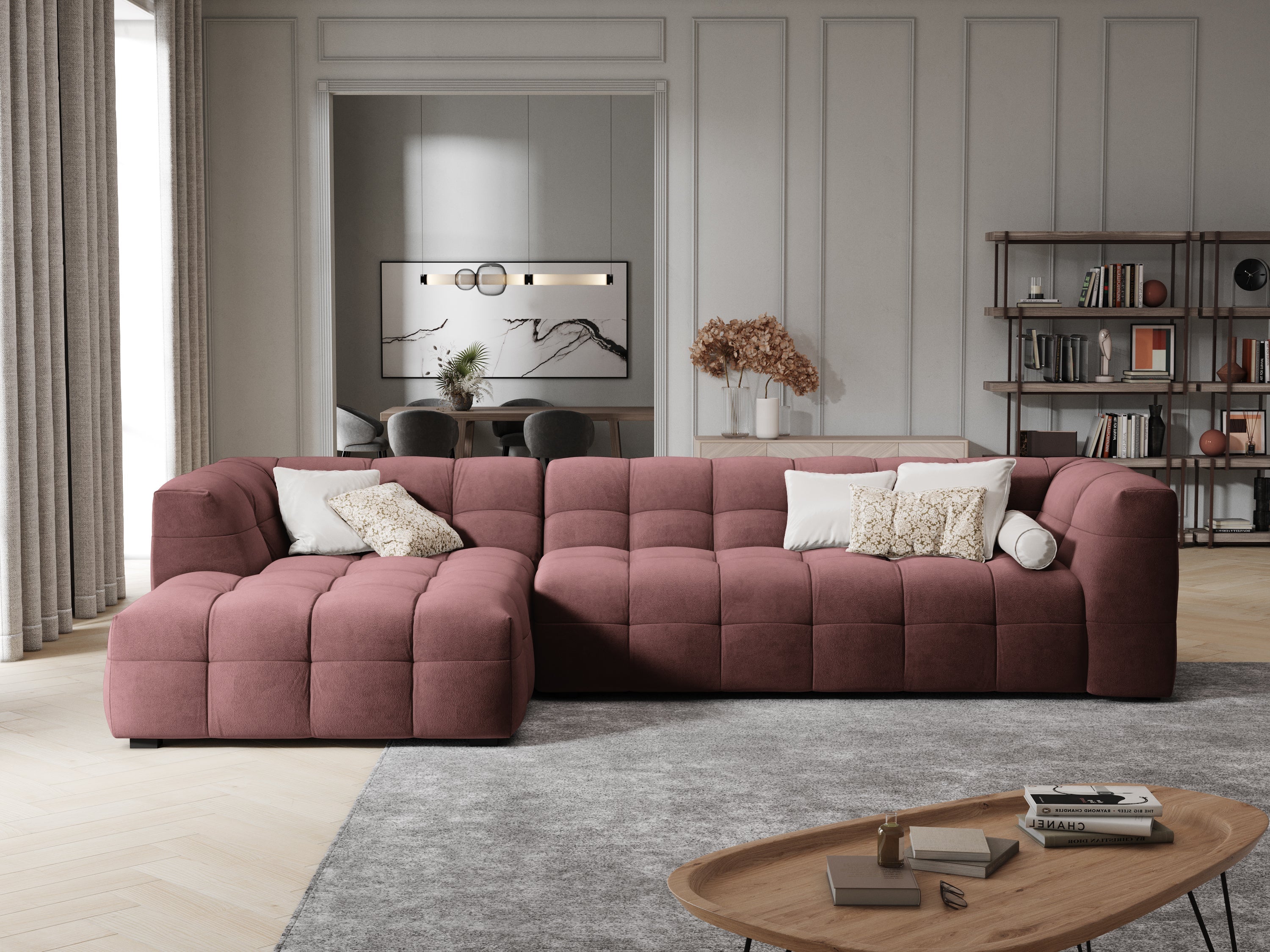 Velvet corner sofa VESTA pink