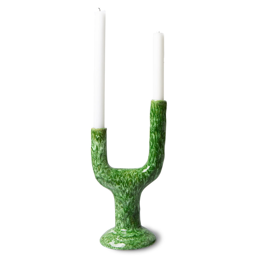 Ceramic candle holder EMERALDS L green, HKliving, Eye on Design