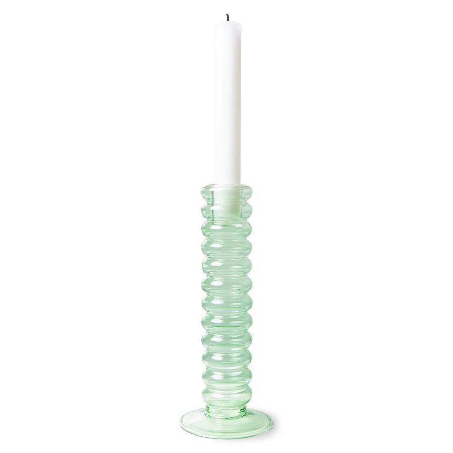 Glass candle holder EMERALDS L mint green