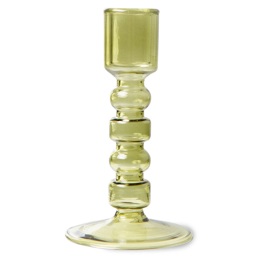 Glass candle holder EMERALDS M olive green