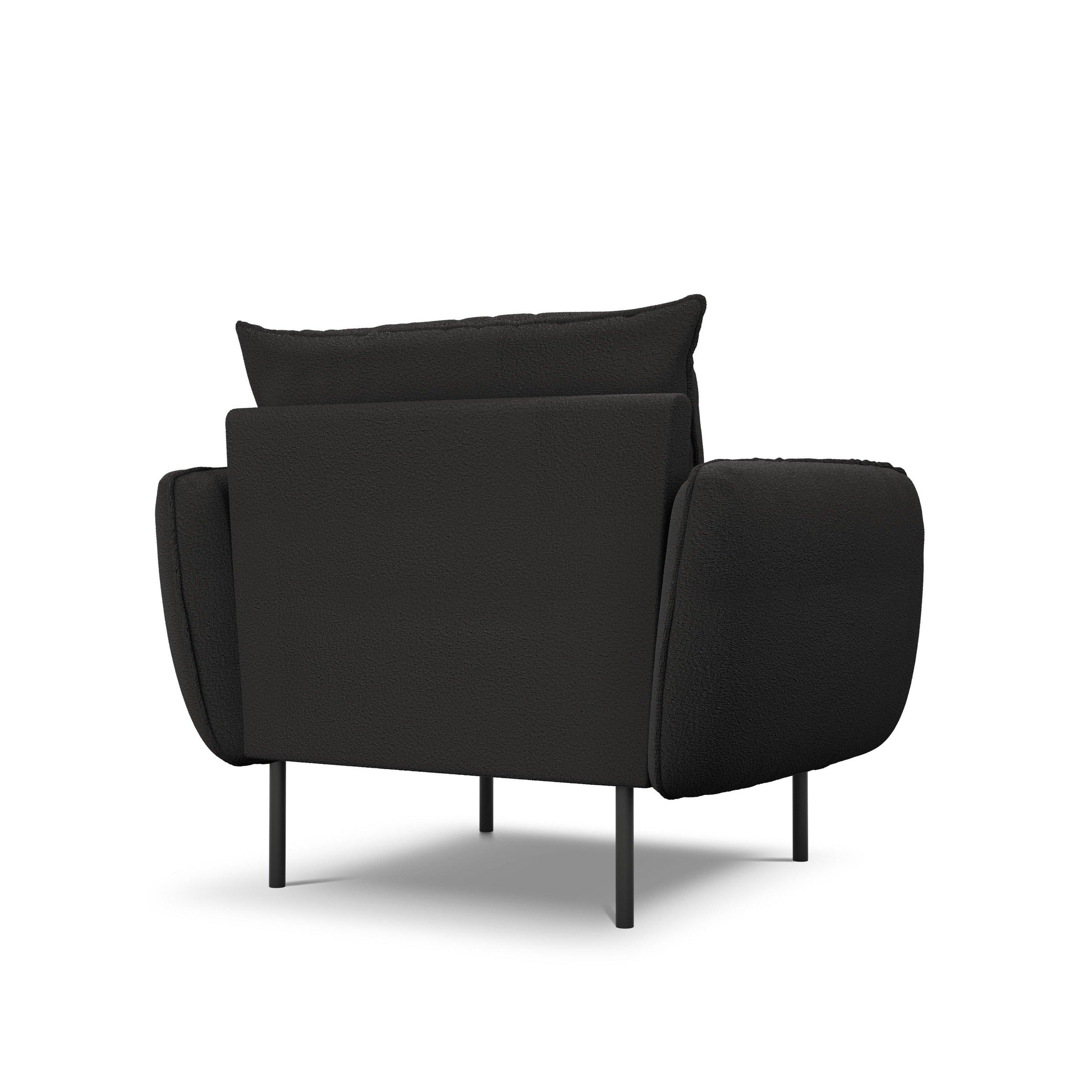 Armchair in boucle fabric VIENNA black with black base - Eye on Design