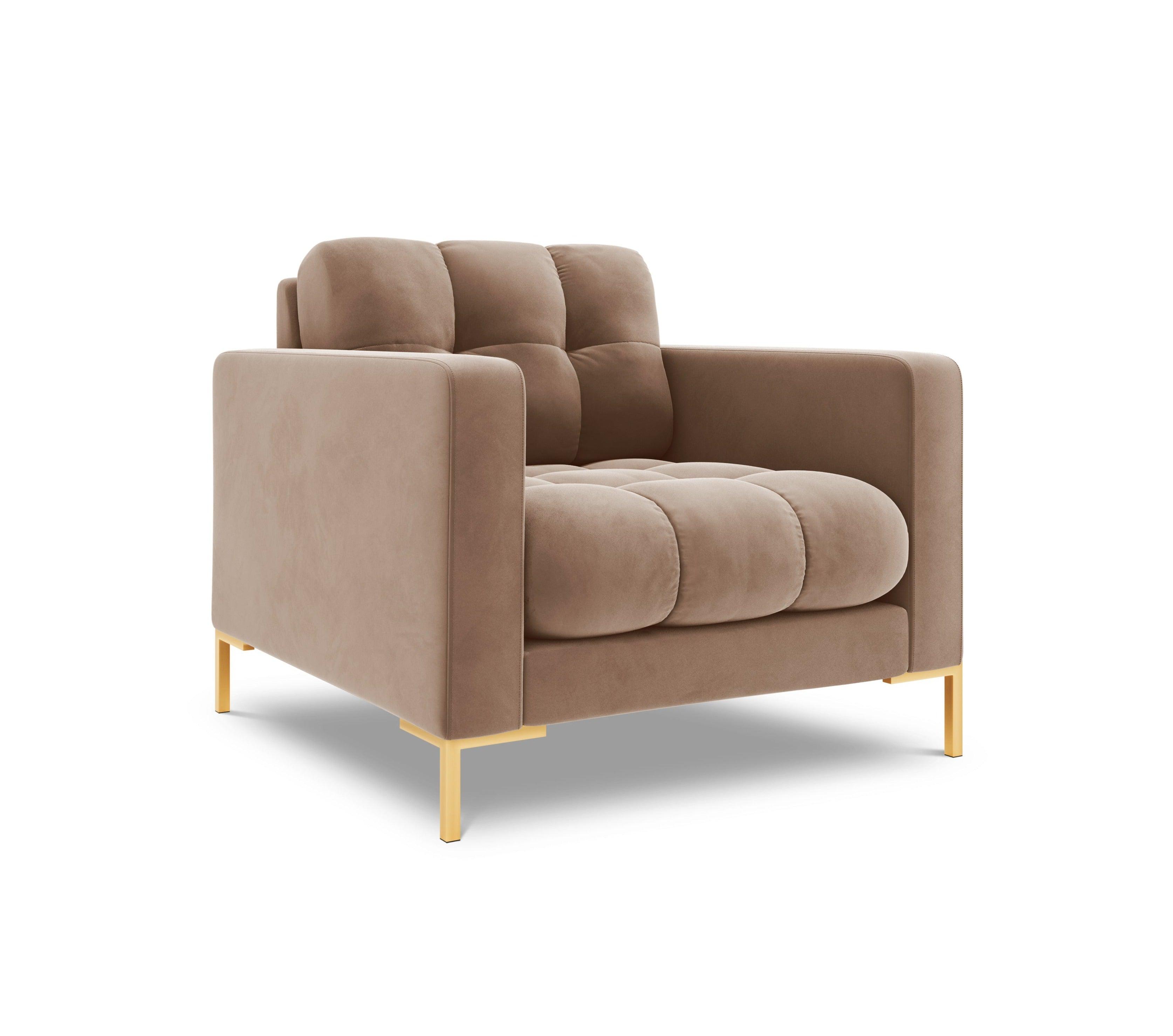 Armchair velvet BALI beige with gold base - Eye on Design