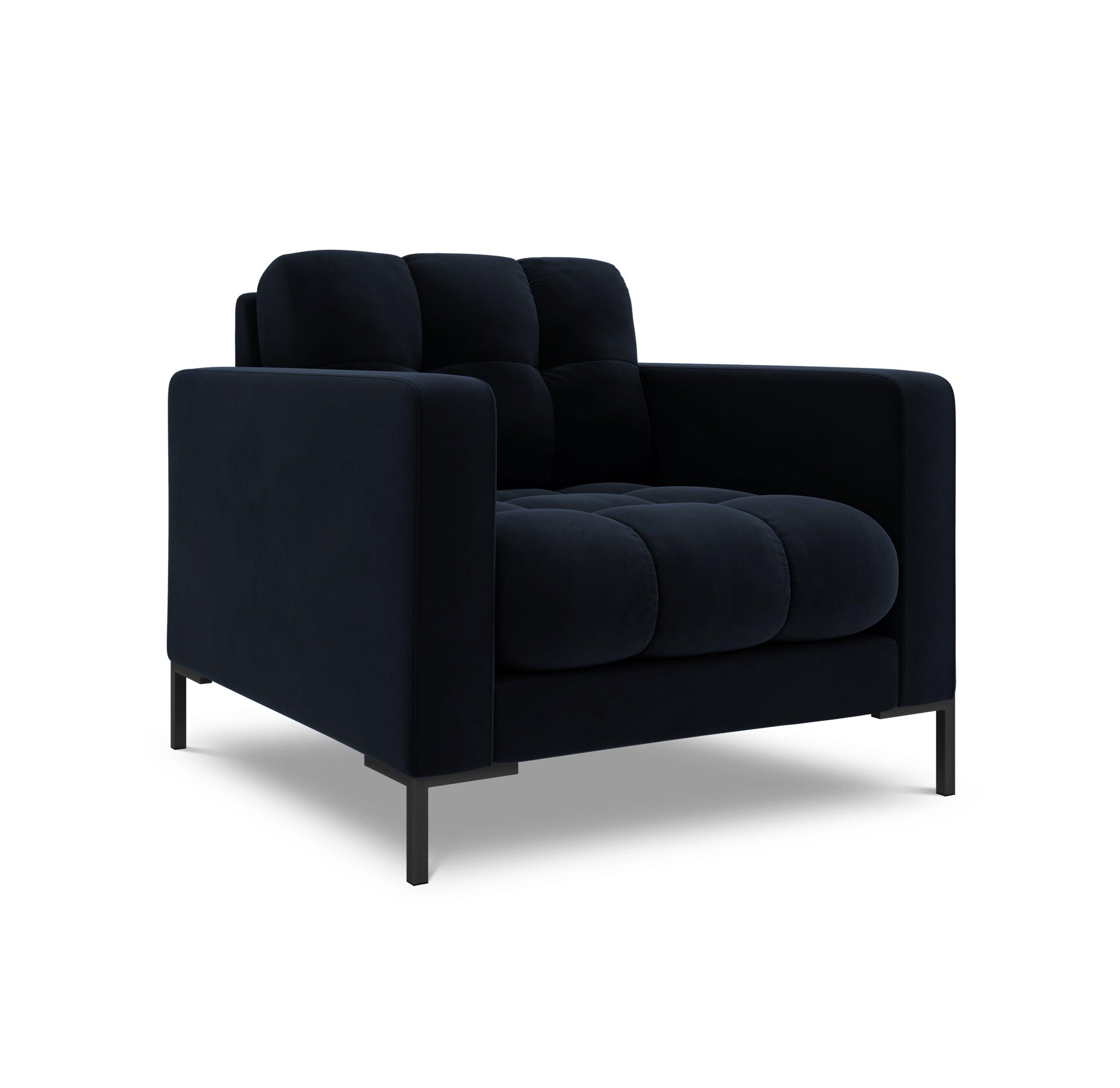 Armchair velvet BALI dark blue with black base - Eye on Design