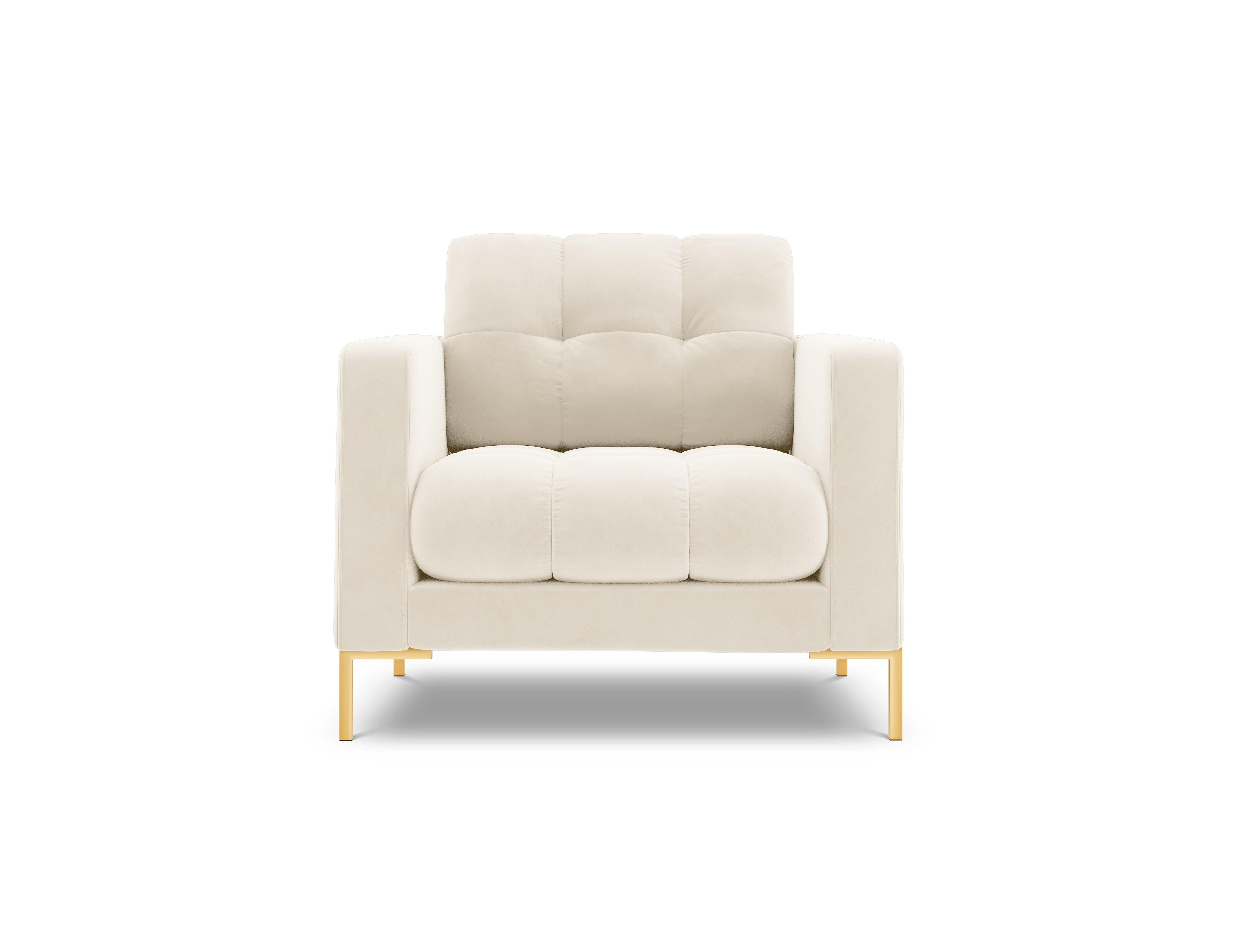 Armchair velvet BALI light beige with gold base - Eye on Design