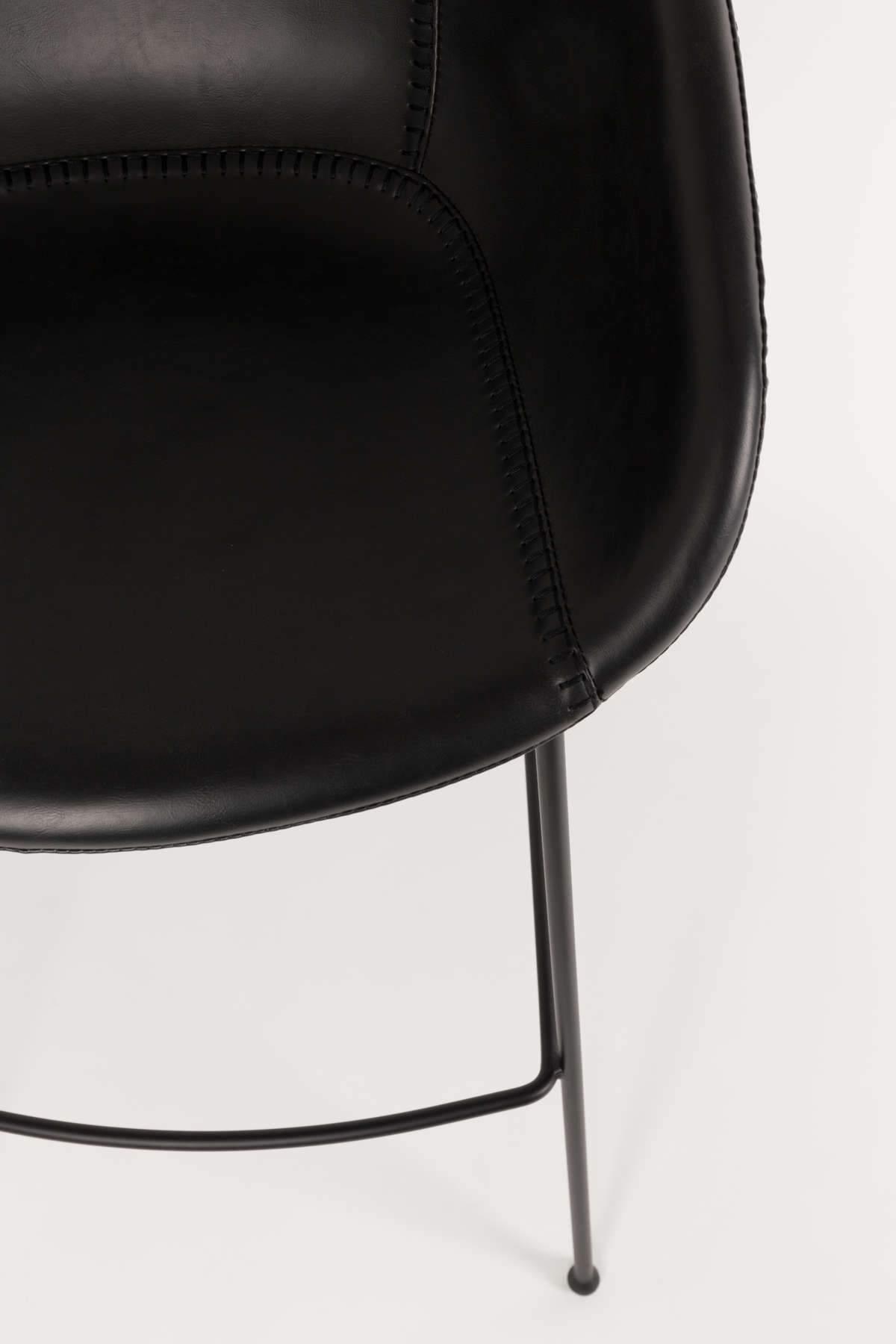 Bar stool low FESTON eco leather black - Eye on Design