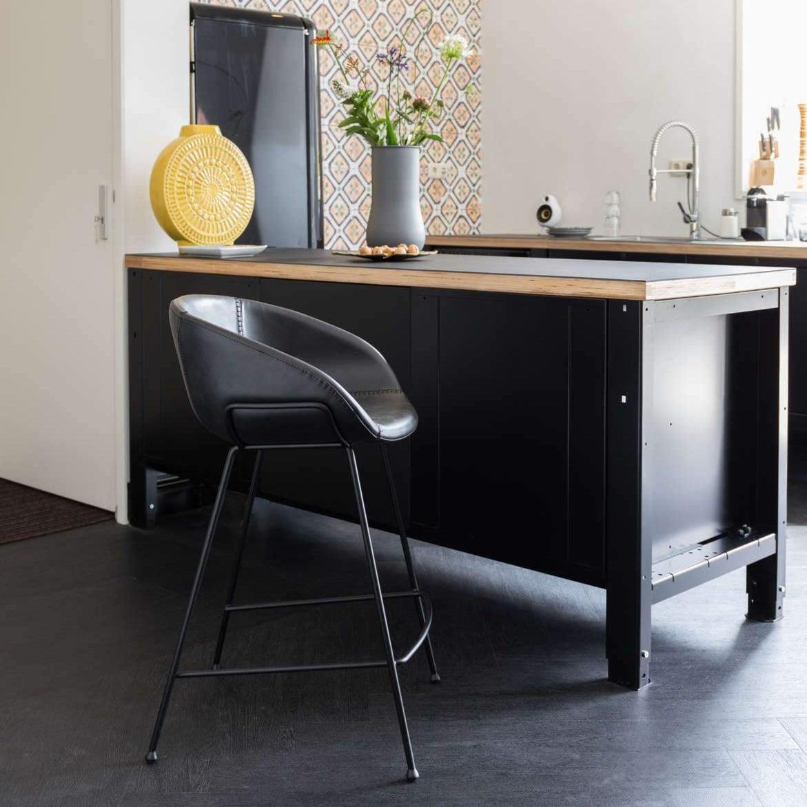 Bar stool low FESTON eco leather black - Eye on Design