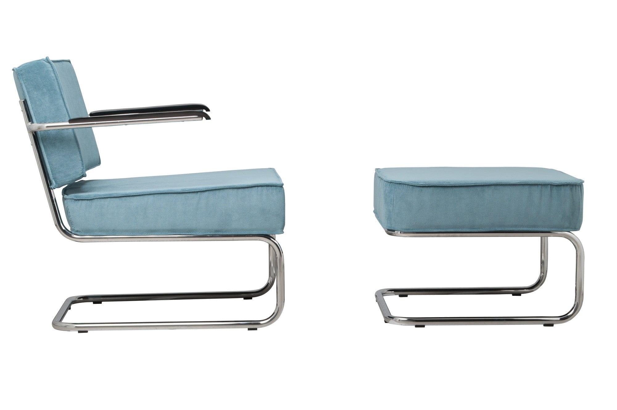 RIDGE RIB ARM lounge chair blue, Zuiver, Eye on Design