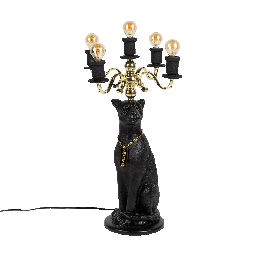 Floor lamp PROUDLY CROWNED PANTHER black