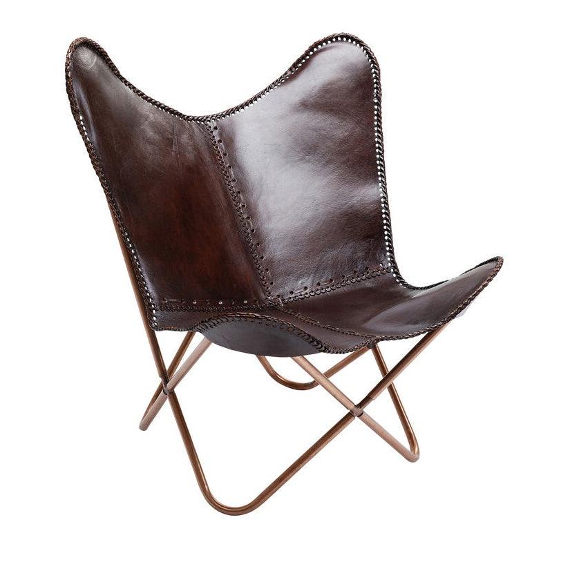 BUTTERFLY armchair brown leather - Eye on Design