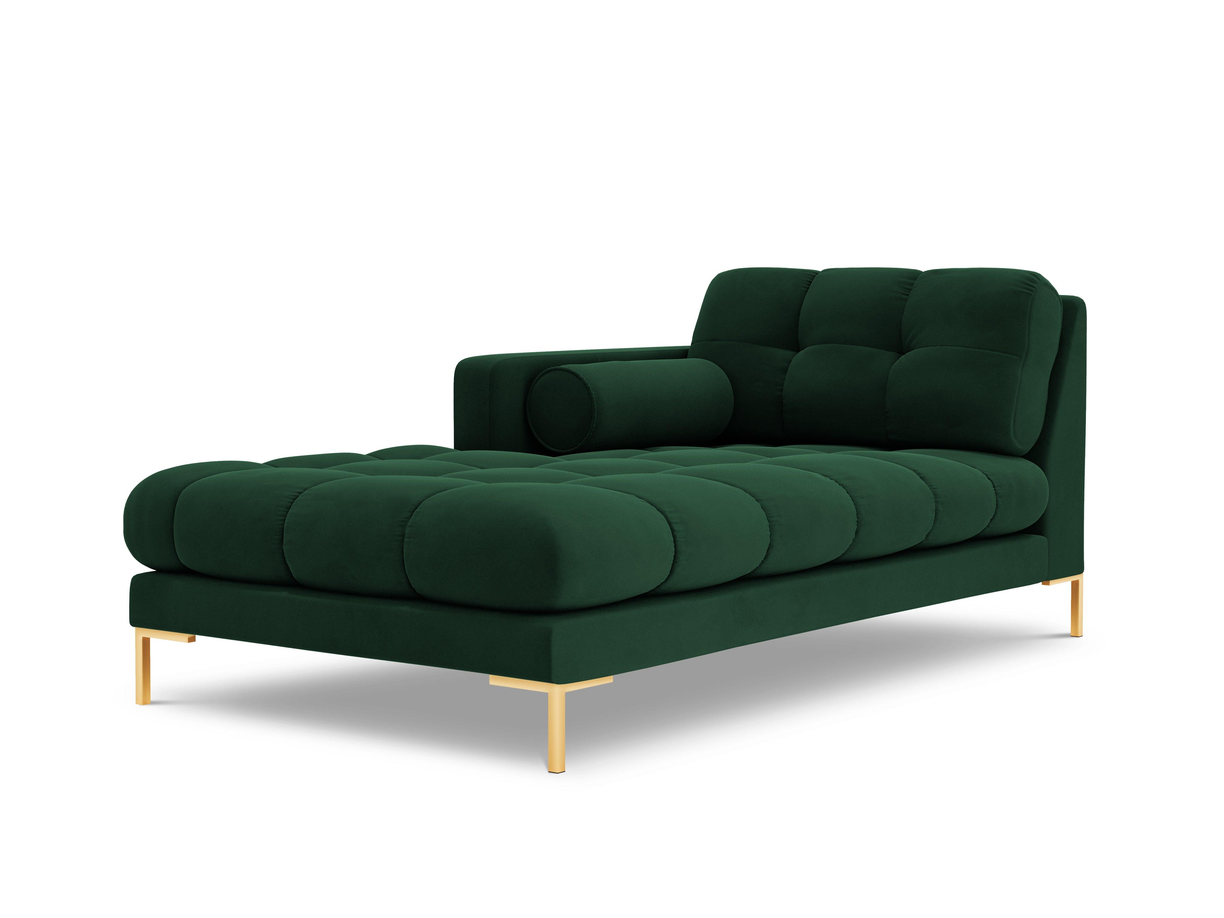 Chaise longue velvet left side BALI bottle green with gold base - Eye on Design