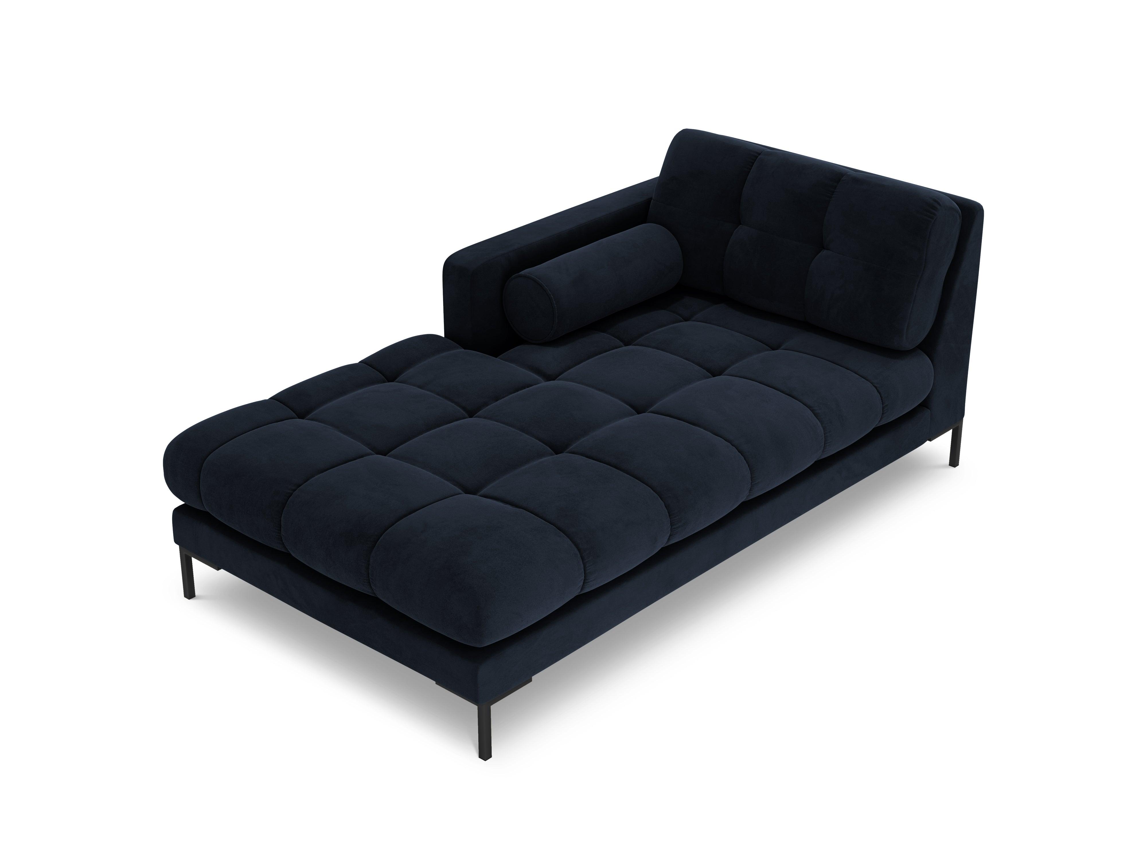 Chaise longue velvet left side BALI dark blue with black base - Eye on Design