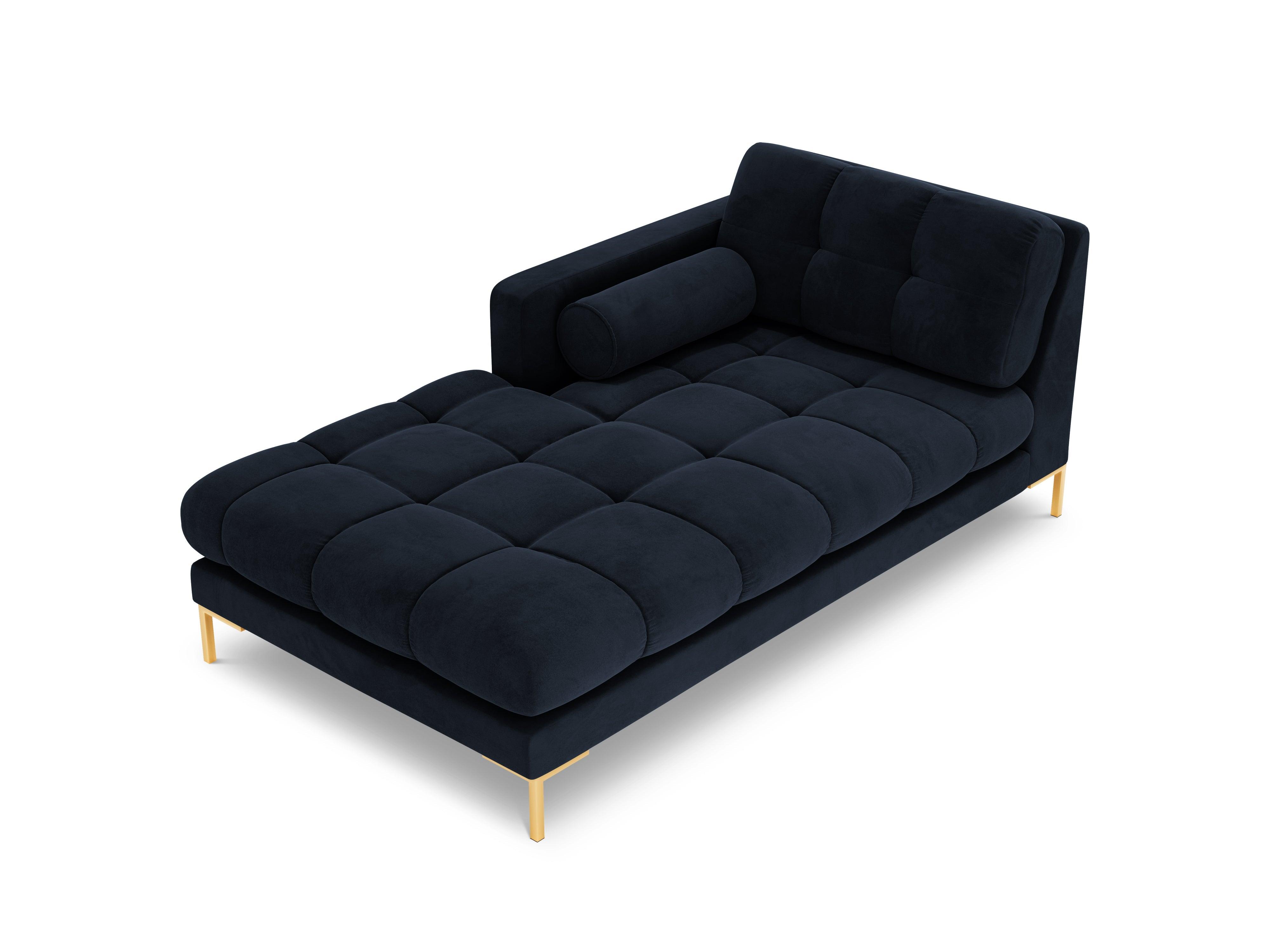 Chaise longue velvet left side BALI dark blue with gold base - Eye on Design