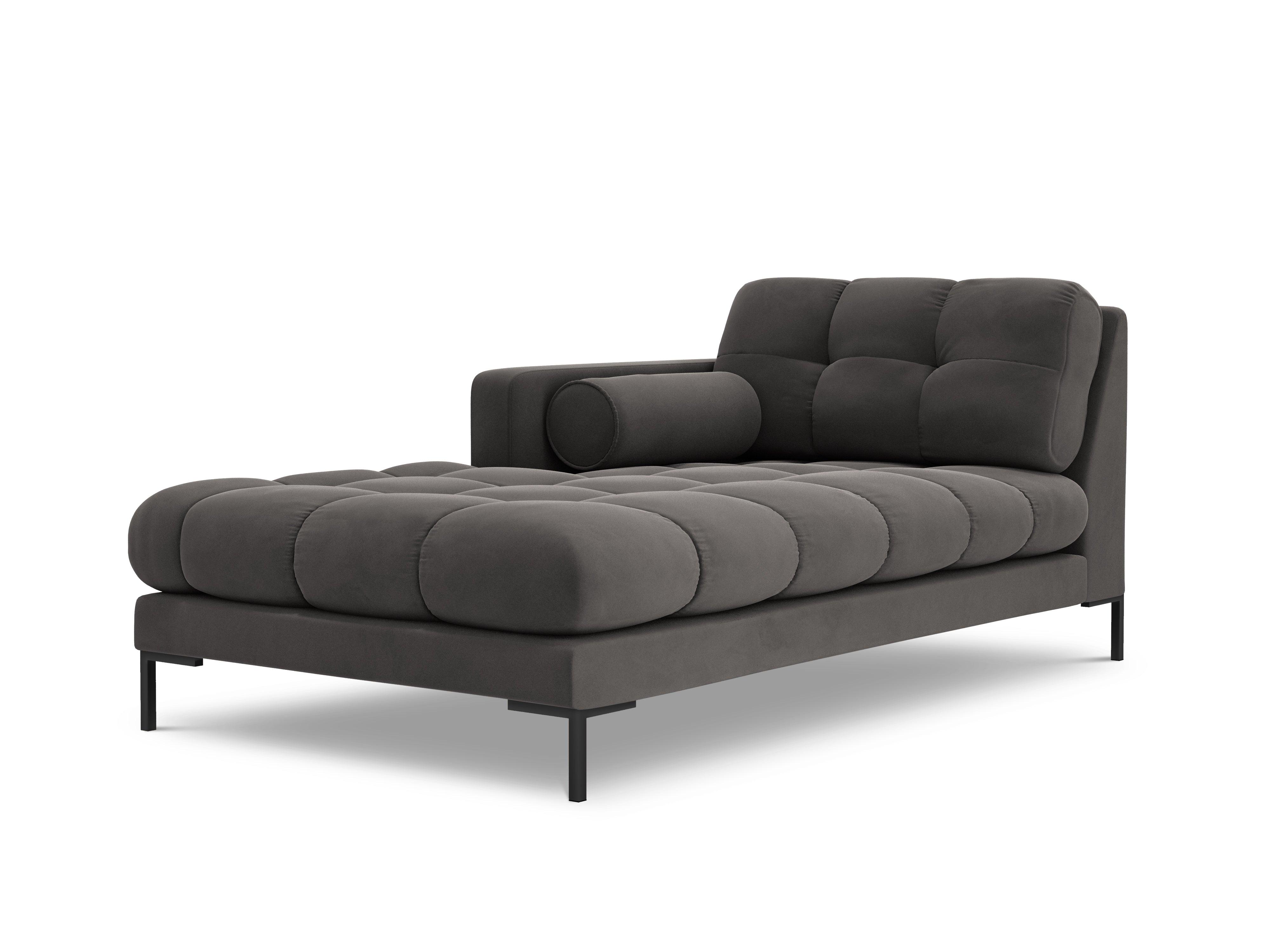 Chaise longue velvet left side BALI dark grey with black base - Eye on Design