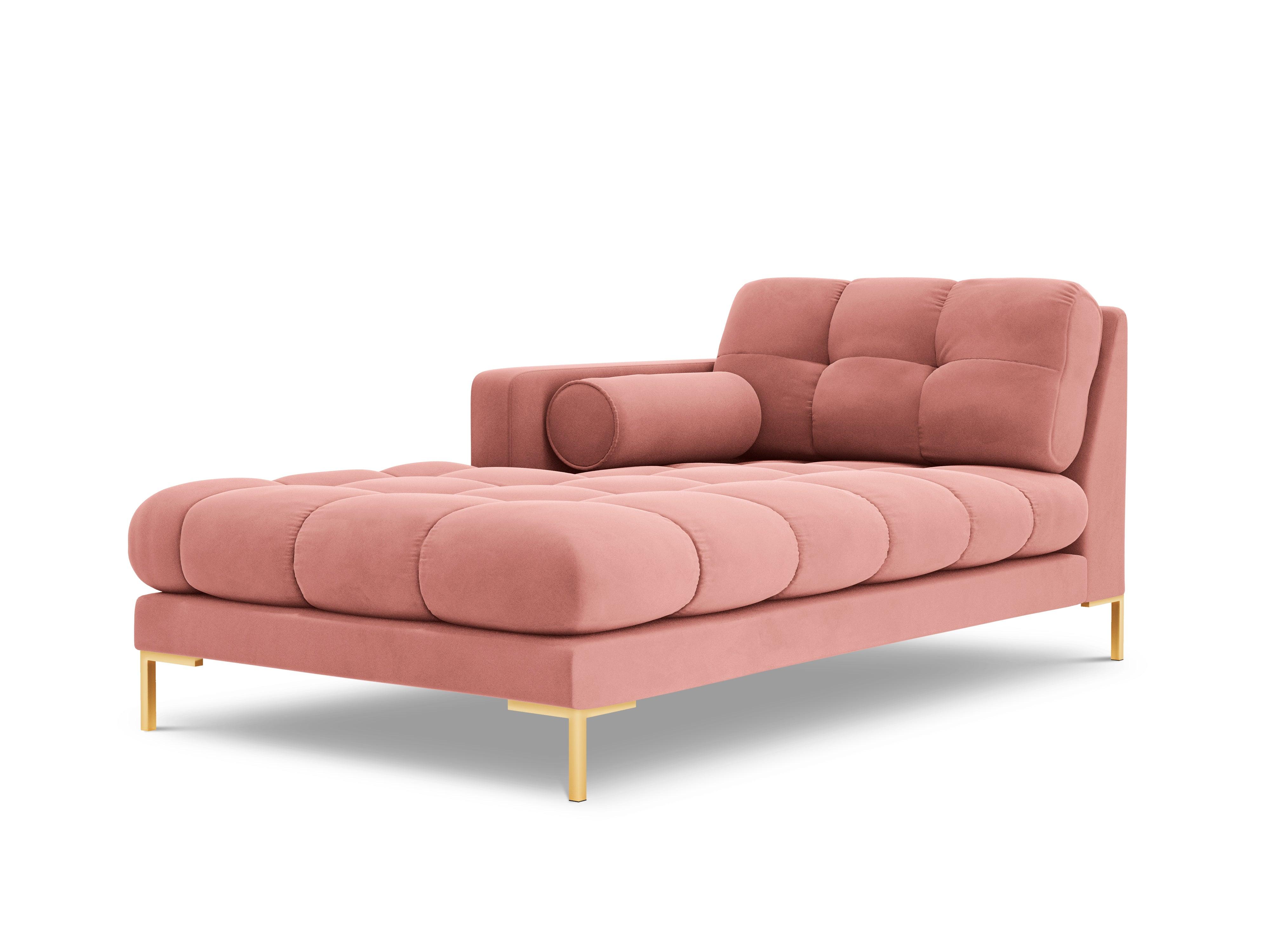 Chaise longue velvet left side BALI pink with gold base - Eye on Design