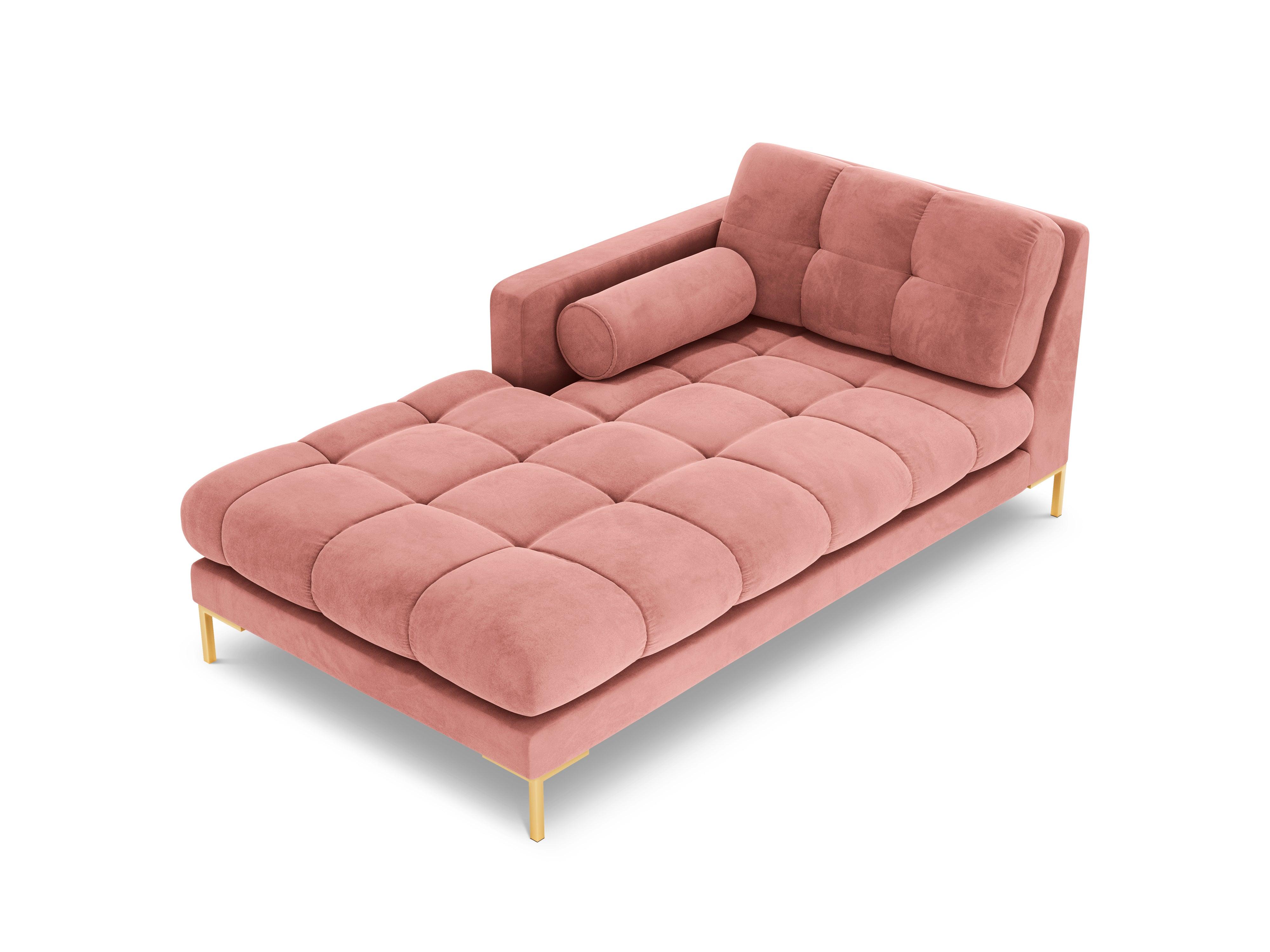 Chaise longue velvet left side BALI pink with gold base - Eye on Design