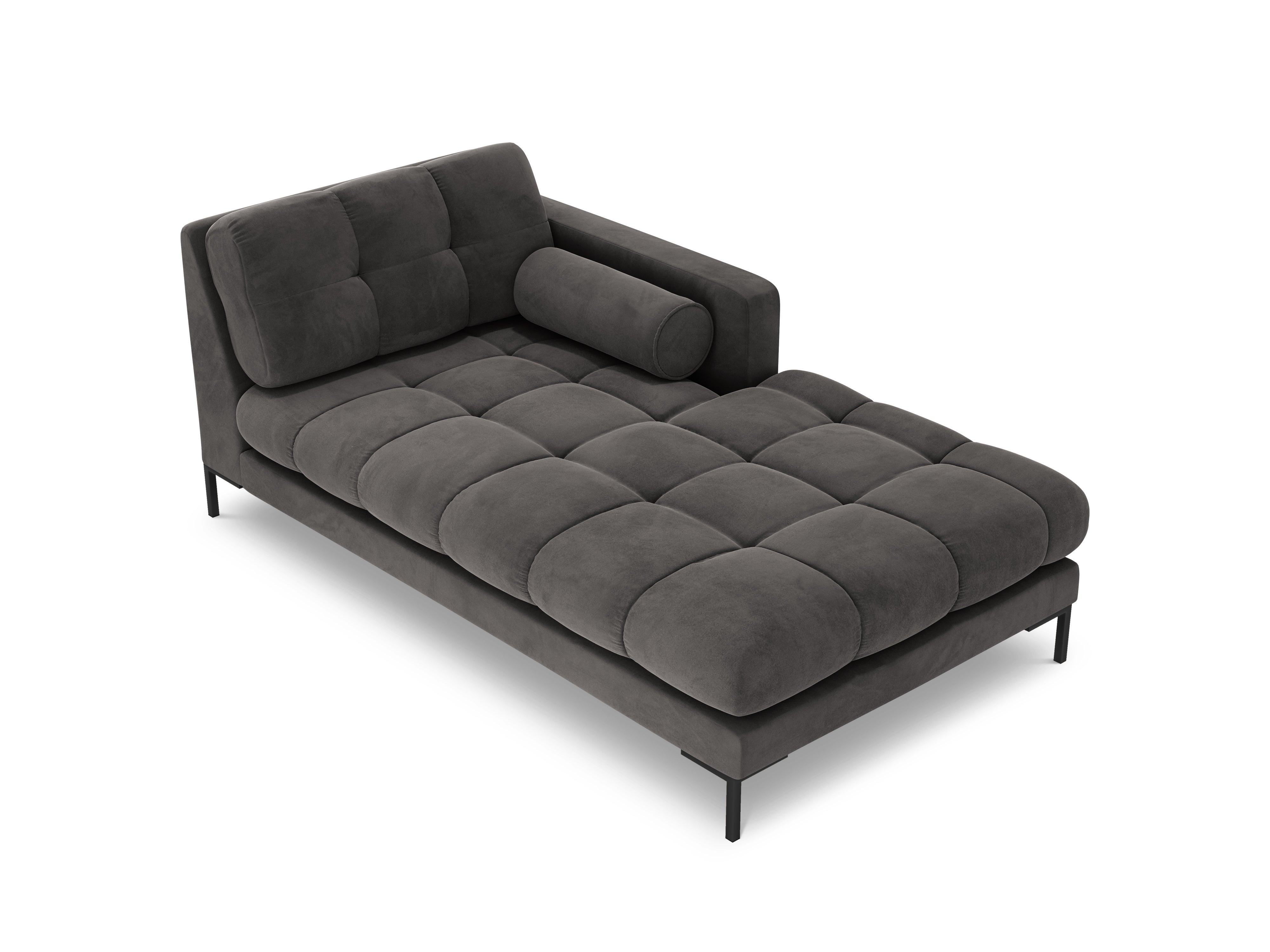 Chaise longue velvet right side BALI dark grey with black base - Eye on Design