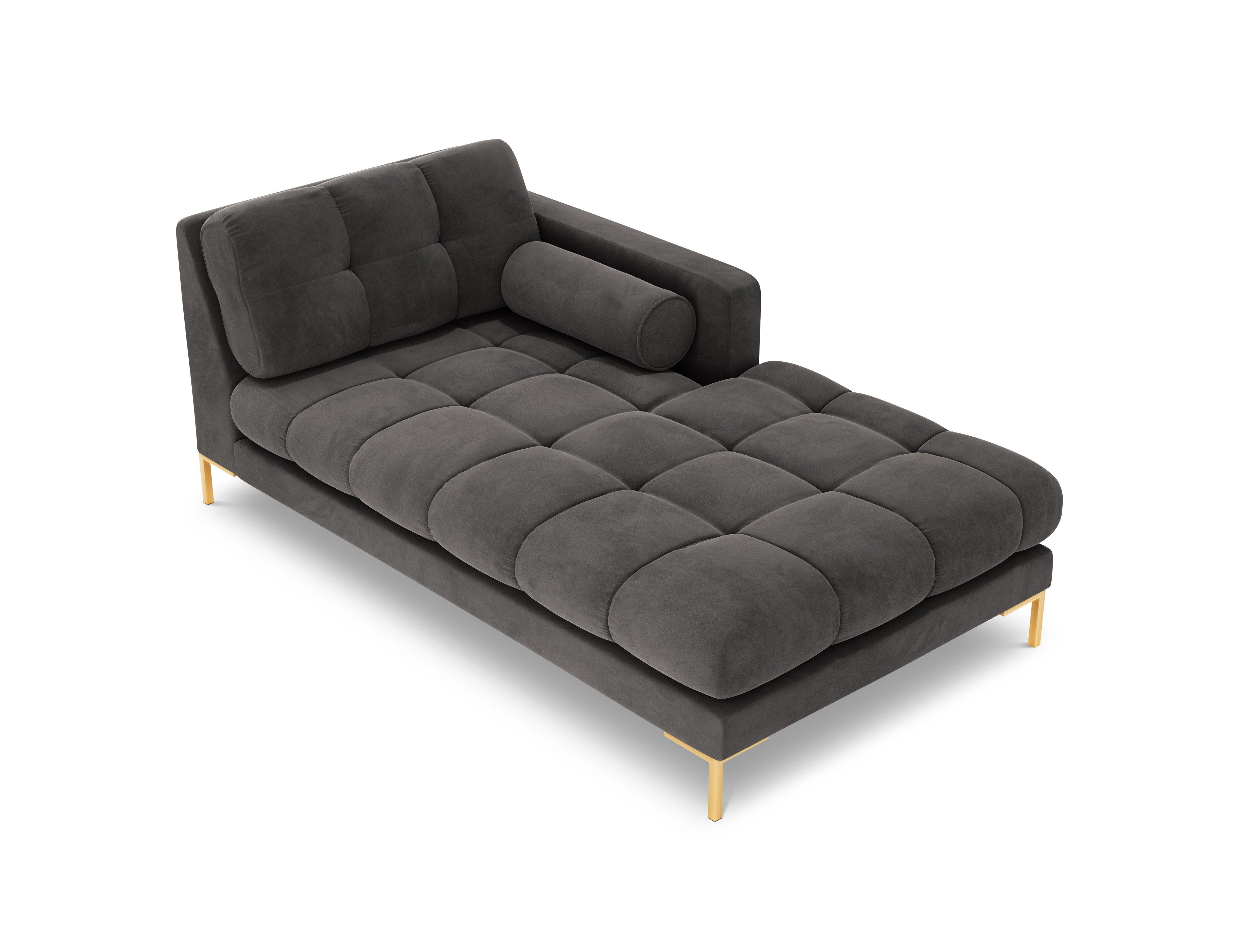 Chaise longue velvet right side BALI dark grey with gold base - Eye on Design