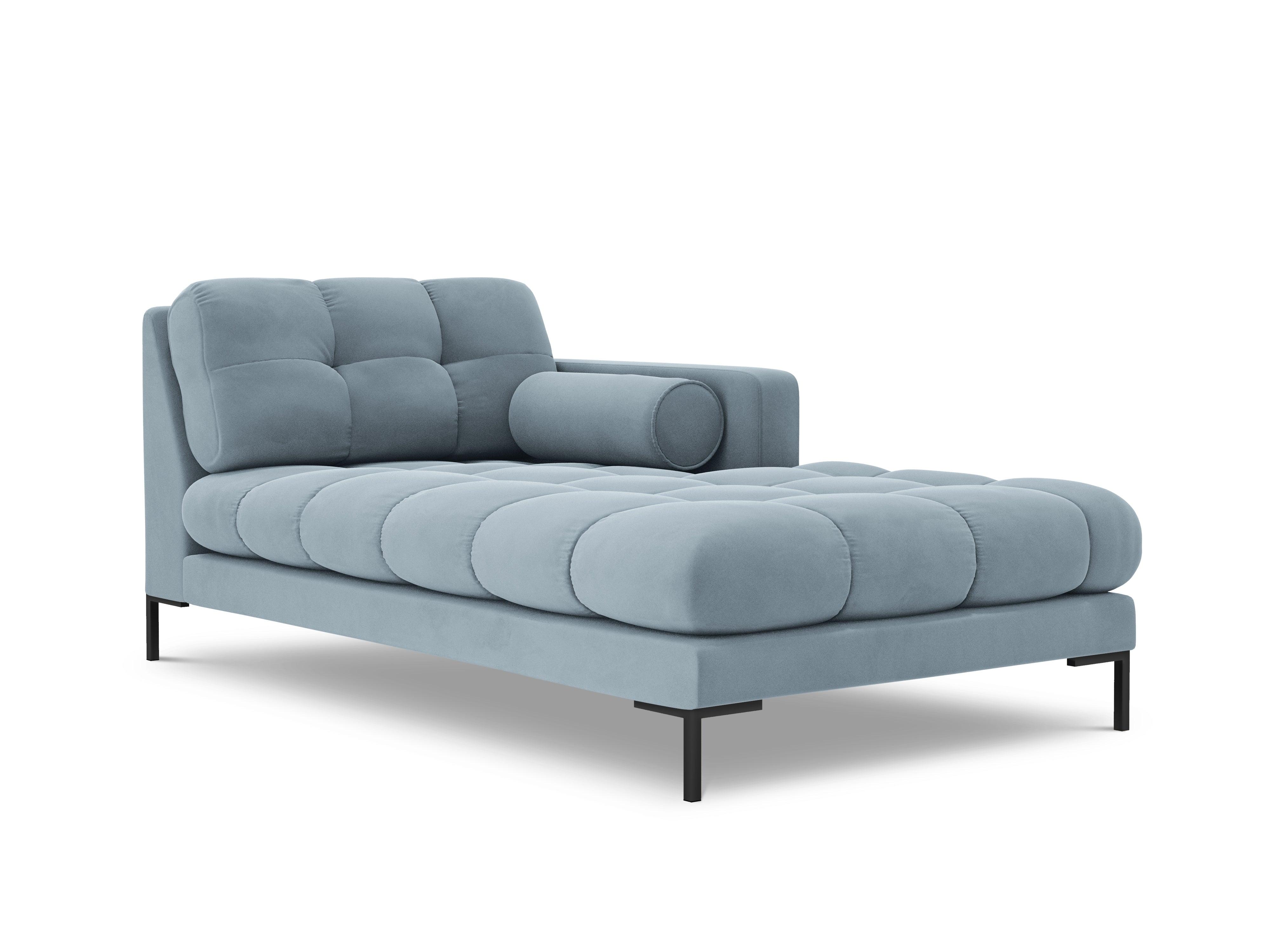 Chaise longue velvet right side BALI light blue with black base - Eye on Design