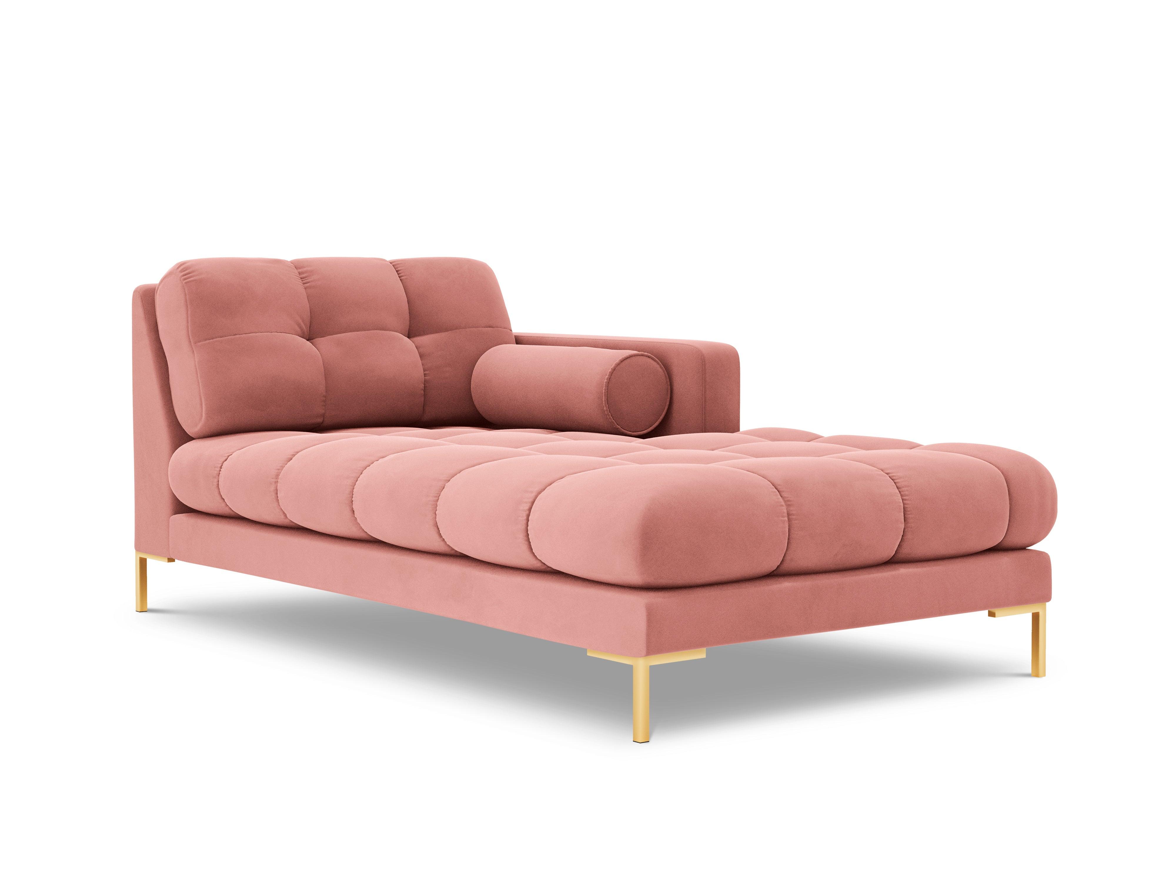 Chaise longue velvet right side BALI pink with gold base - Eye on Design