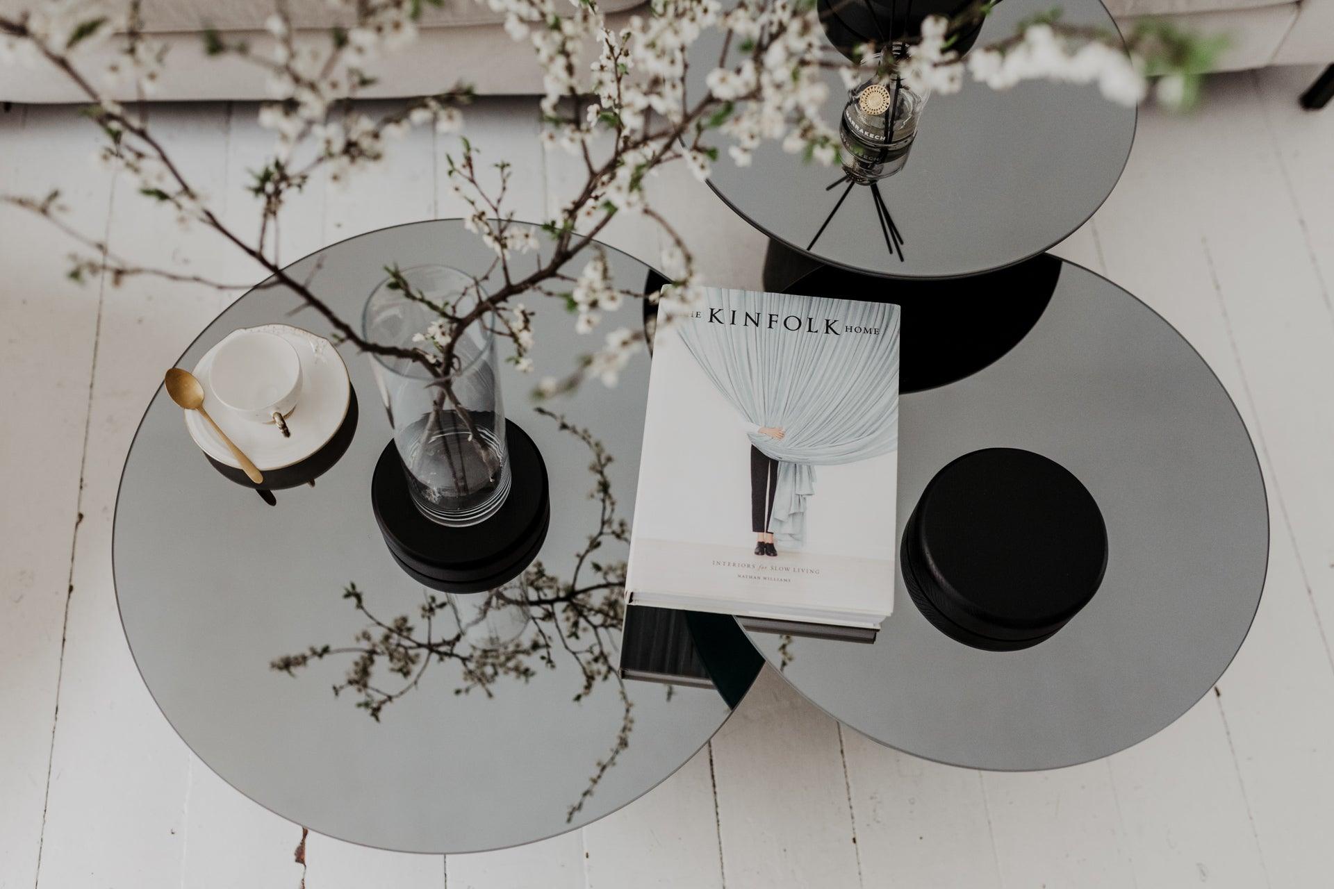 Coffee table SKIEN black oak with mirrored top - Eye on Design