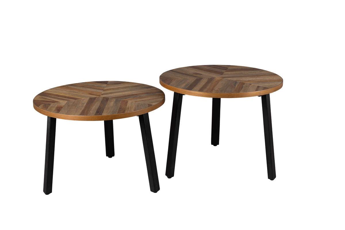 Coffee tables MUNDU teak veneer (2 pcs) - Eye on Design