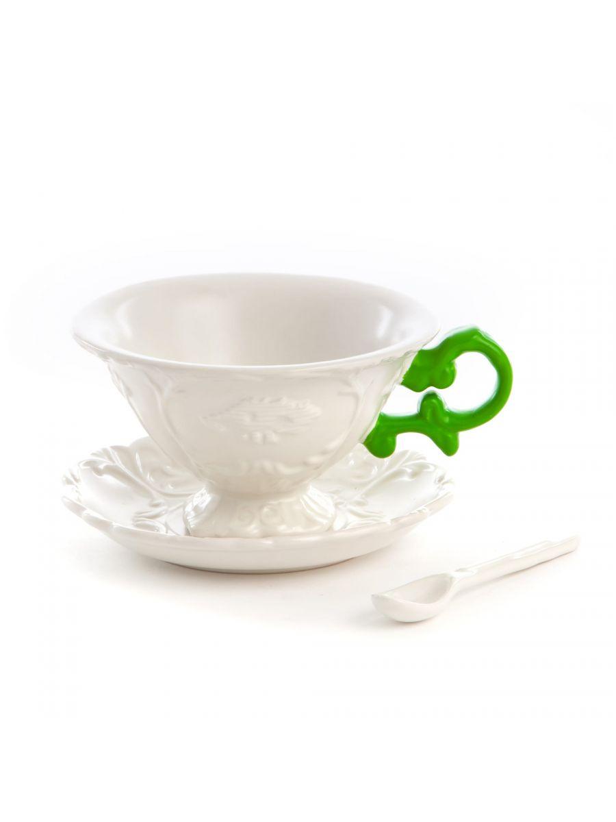 Cup with spoon and saucer I-WARES I-TEA green - Eye on Design