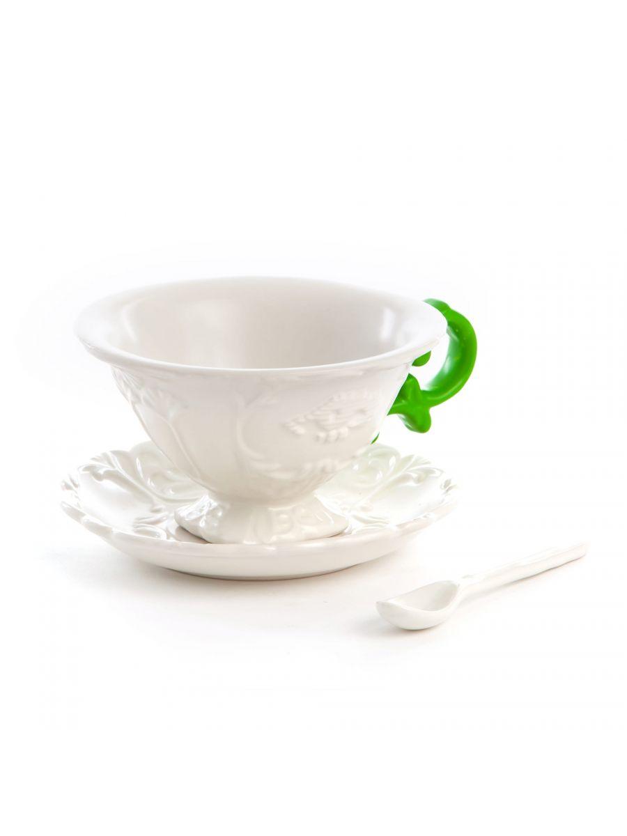 Cup with spoon and saucer I-WARES I-TEA green - Eye on Design