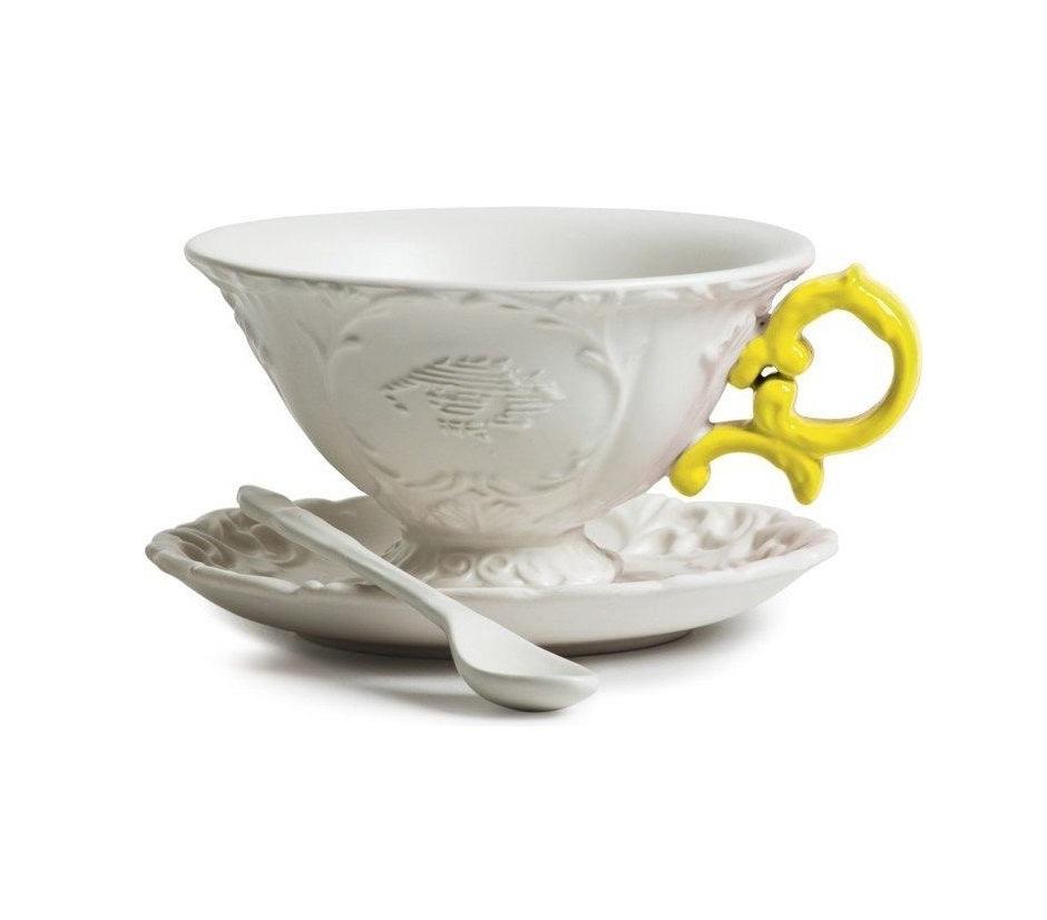 Cup with spoon and saucer I-WARES I-TEA yellow - Eye on Design