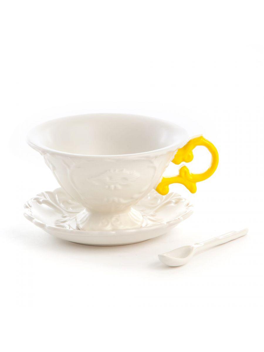 Cup with spoon and saucer I-WARES I-TEA yellow - Eye on Design